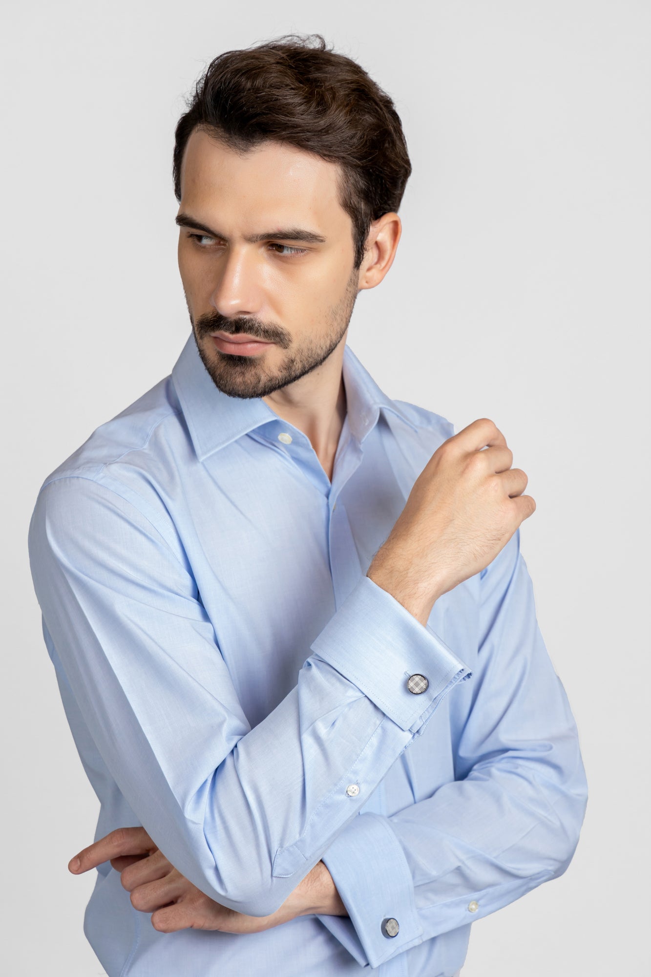 Light Blue Filafil Double Cuff Shirt - Regular Fit