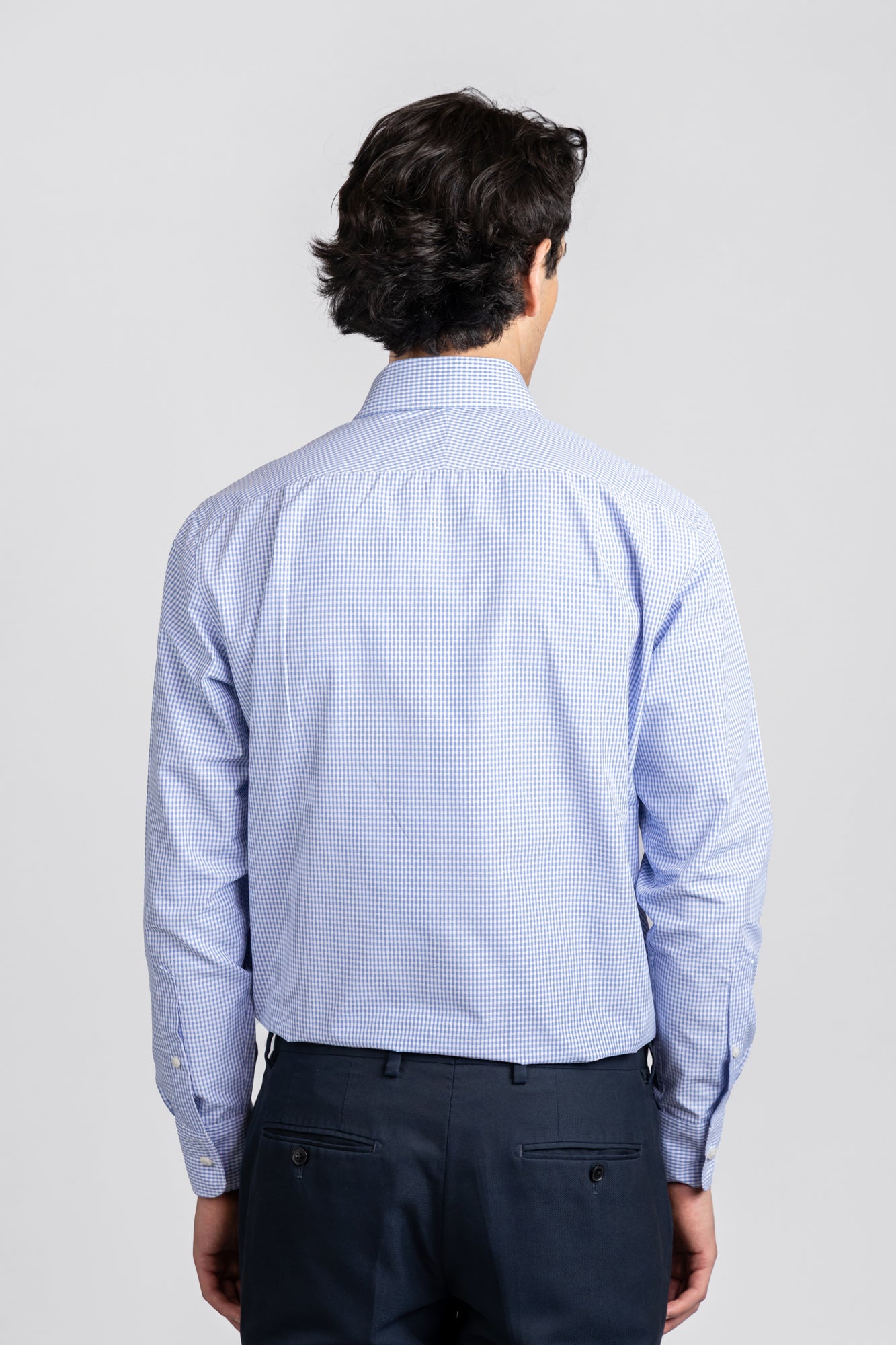 Light Blue Dobby Check Shirt