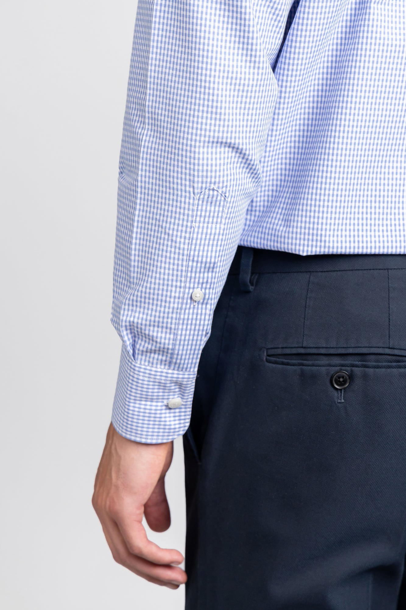 Light Blue Dobby Check Shirt