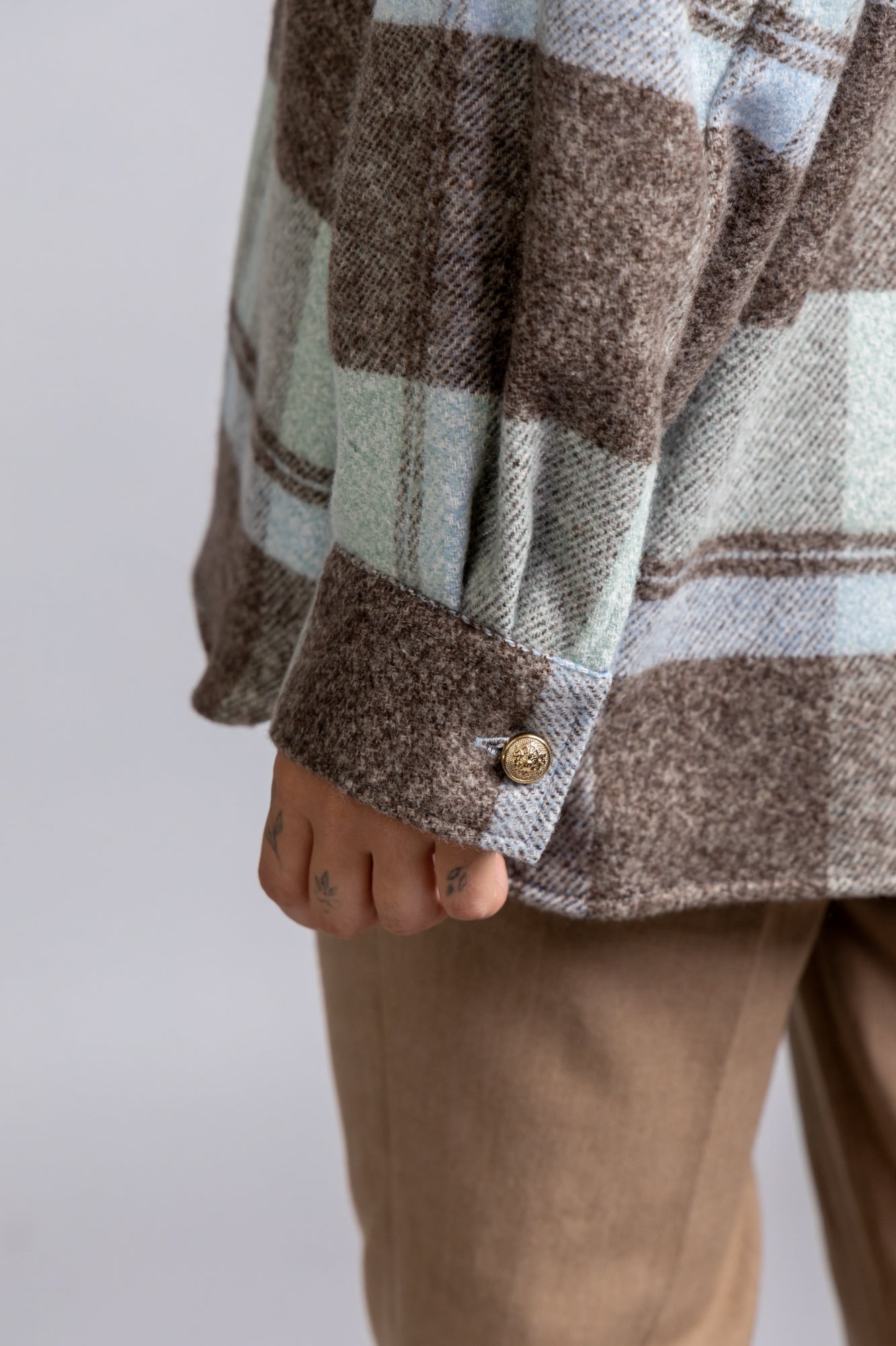 Brushed Checkered Overshirt with Flap Pockets Mint Check