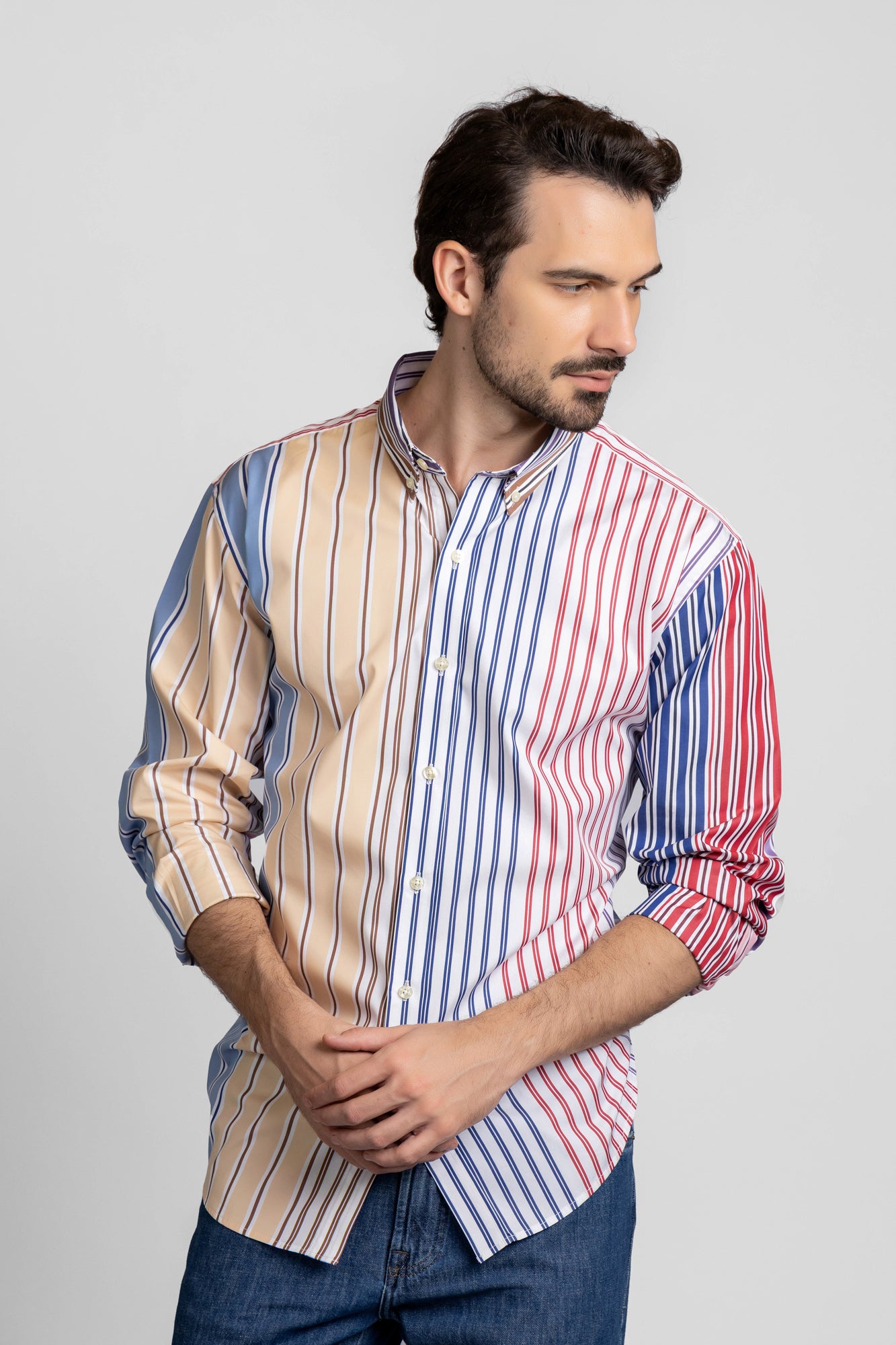 Multi-Color Striped Poplin Shirt
