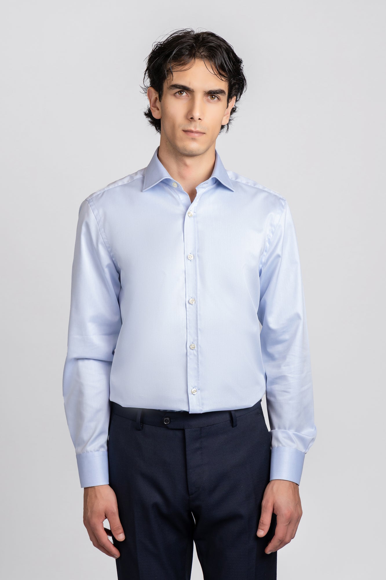 Light Blue Twill Non-Iron Shirt - Slim Fit