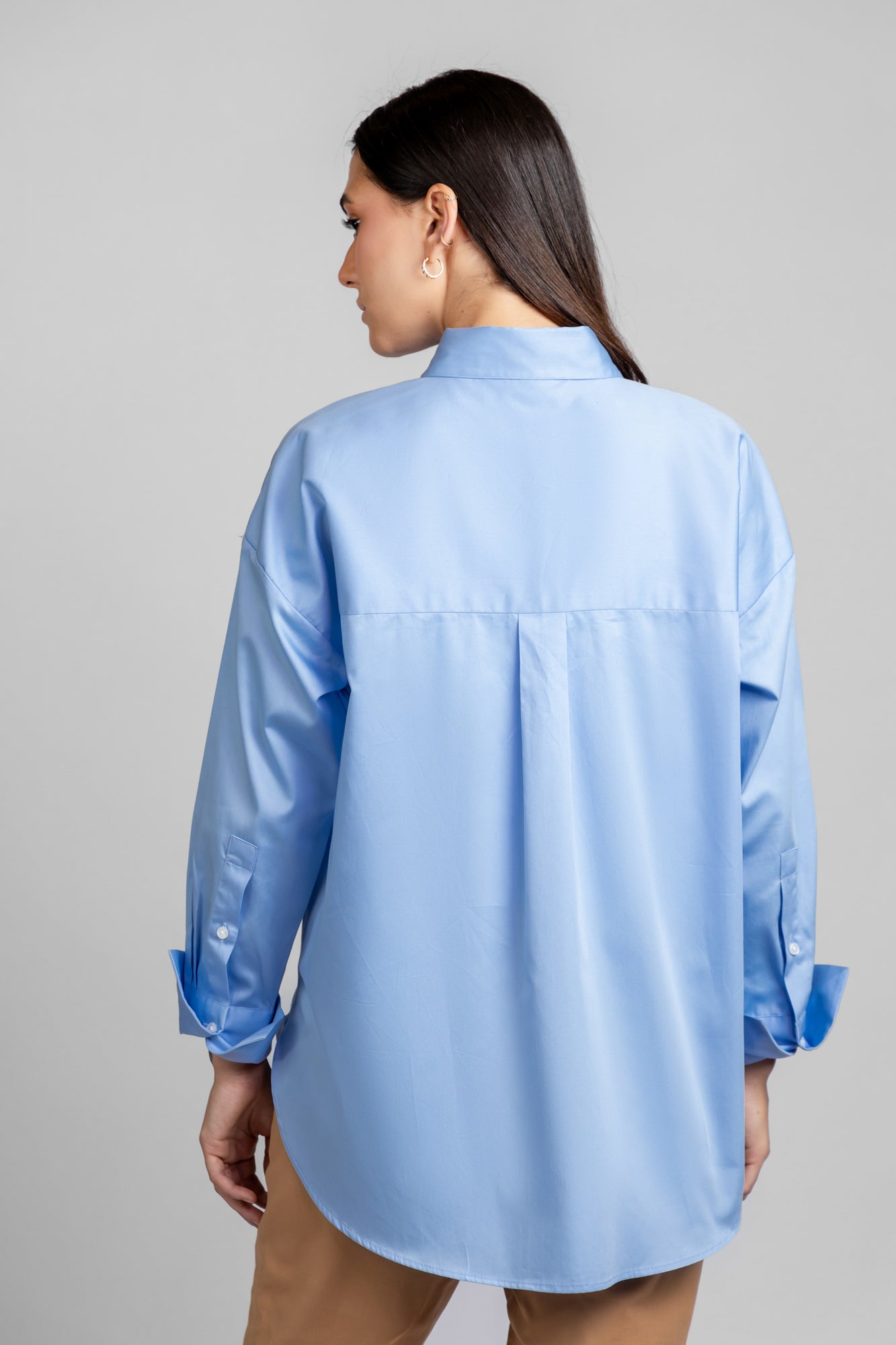 Light Blue Twill Shirt with Flap Pockets