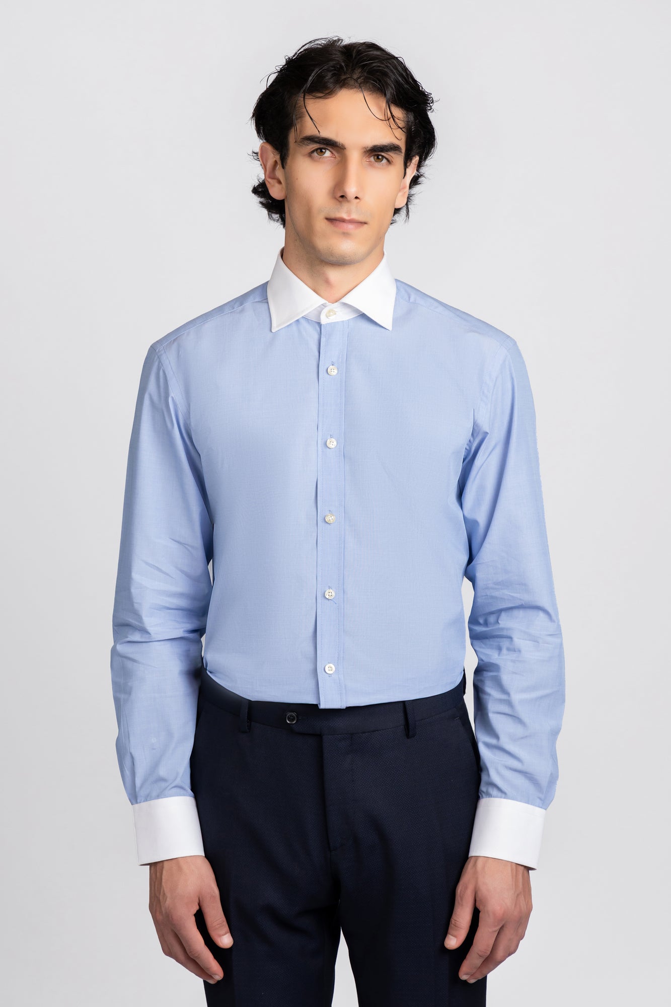Blue Filafil Contrast Shirt - Regular Fit