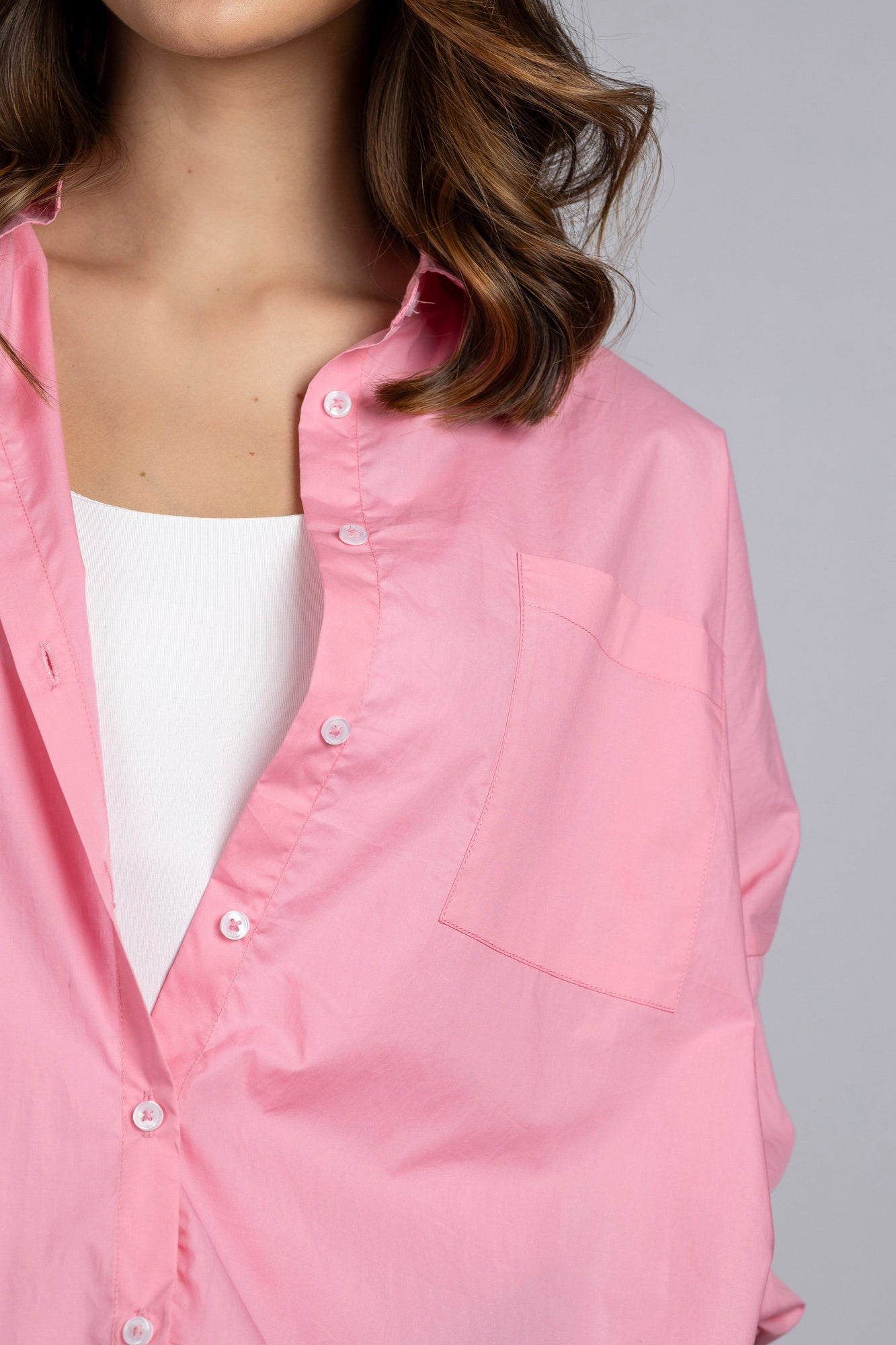 Pink Oversized Hem Tie Shirt