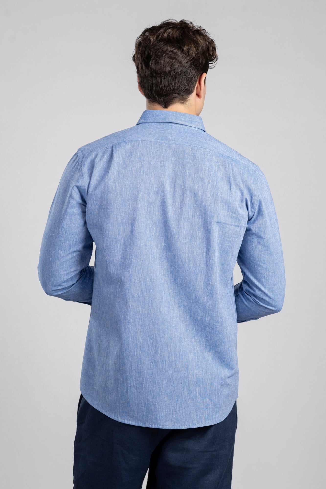 Blue Cotton Linen Shirt