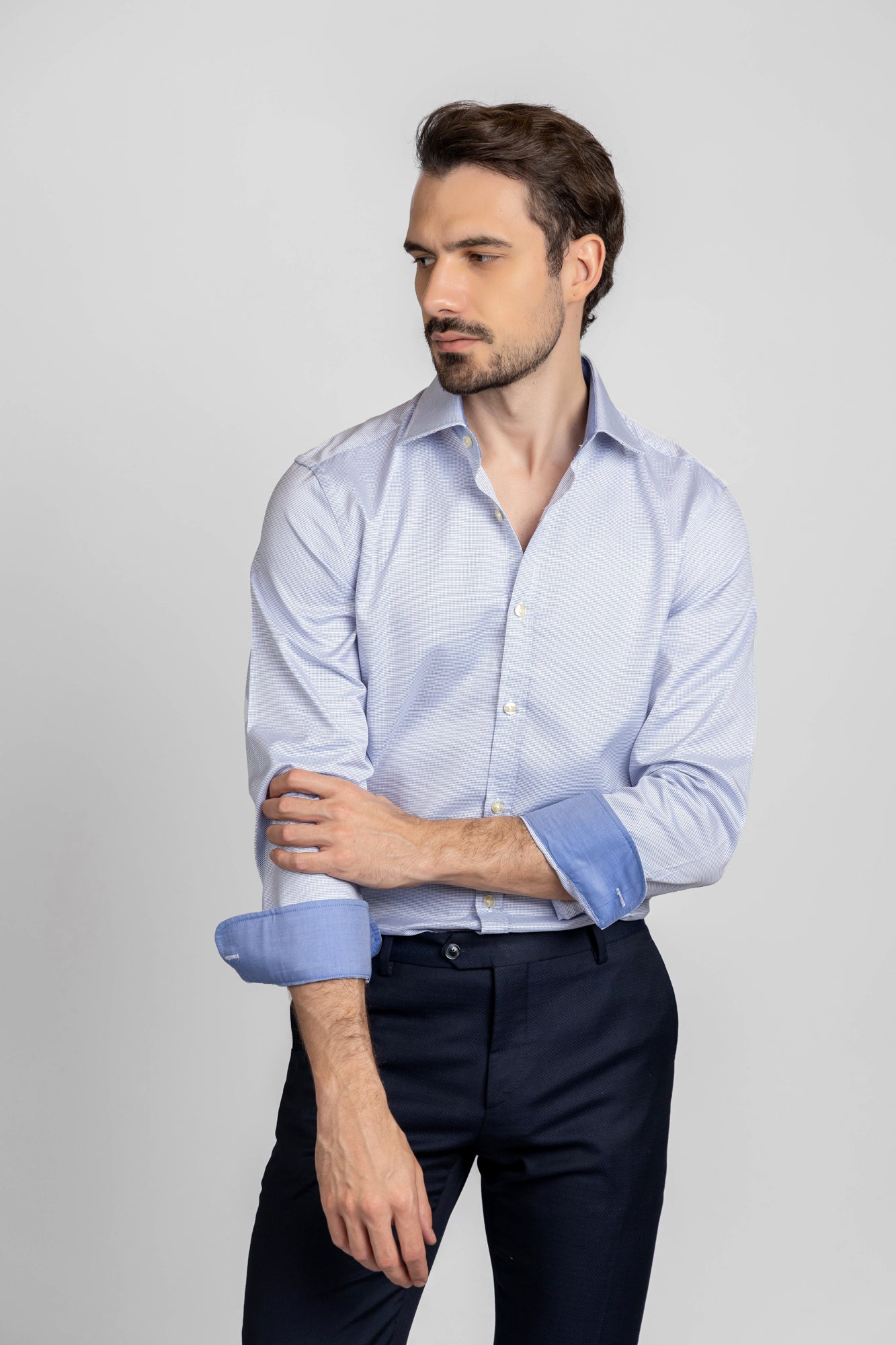 Blue End-On-End Shirt - Slim Fit