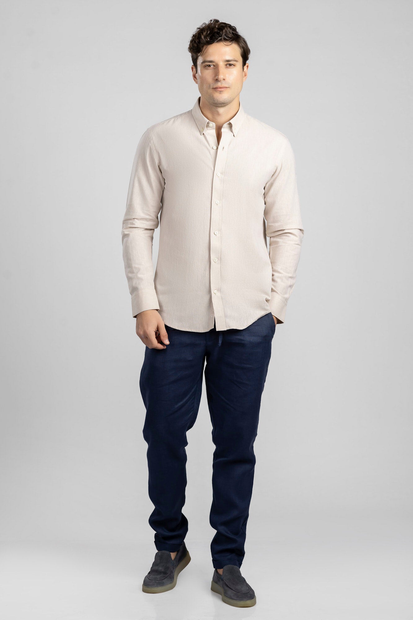 Beige Cotton Linen Shirt