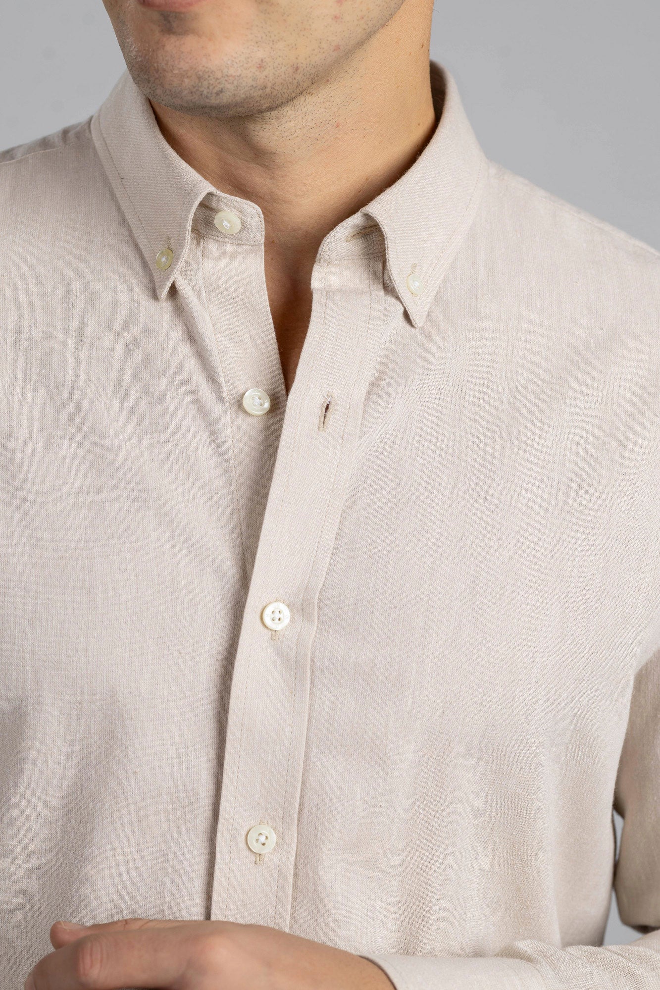 Beige Cotton Linen Shirt