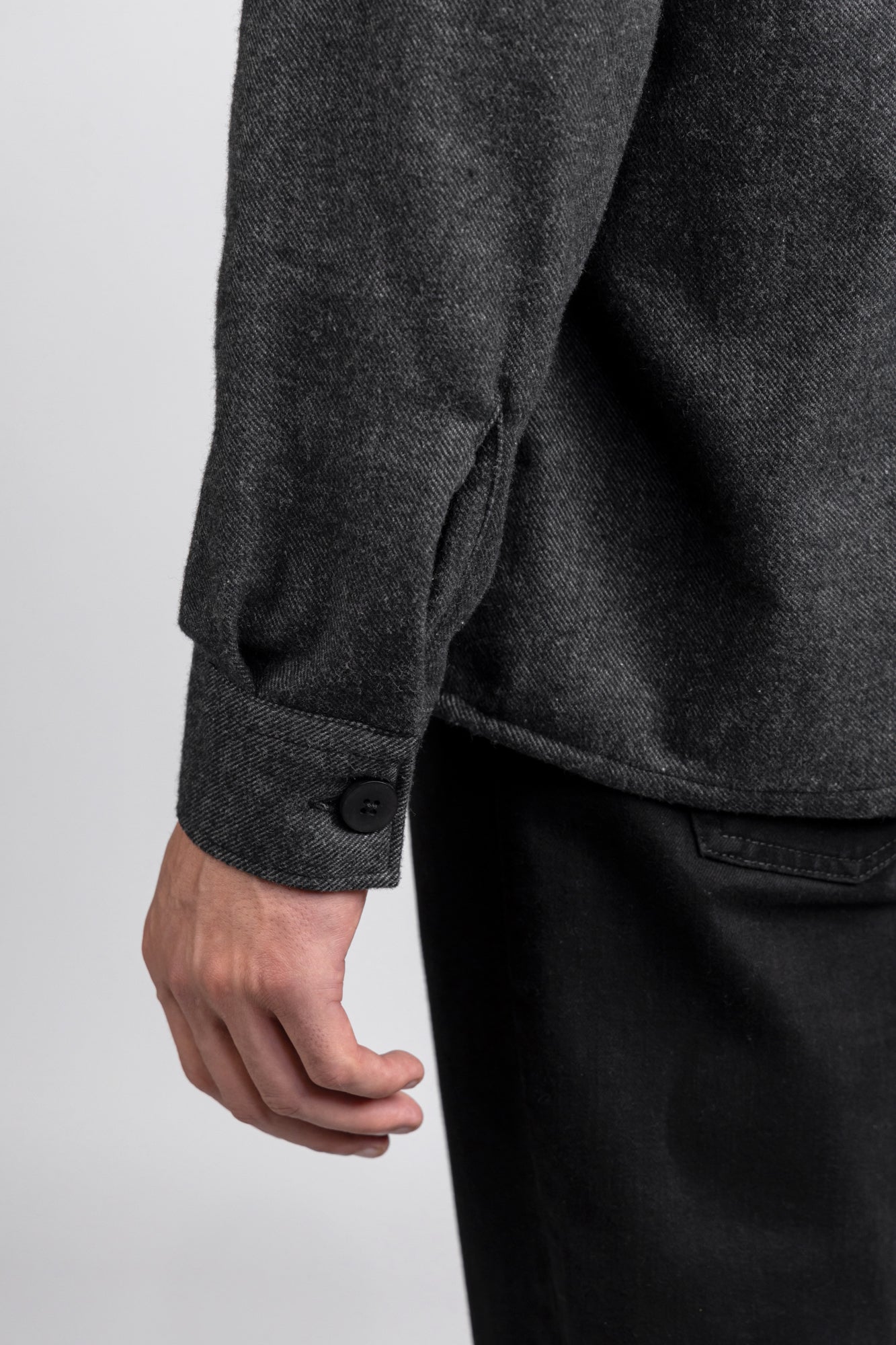 Black Brushed Twill Overshirt