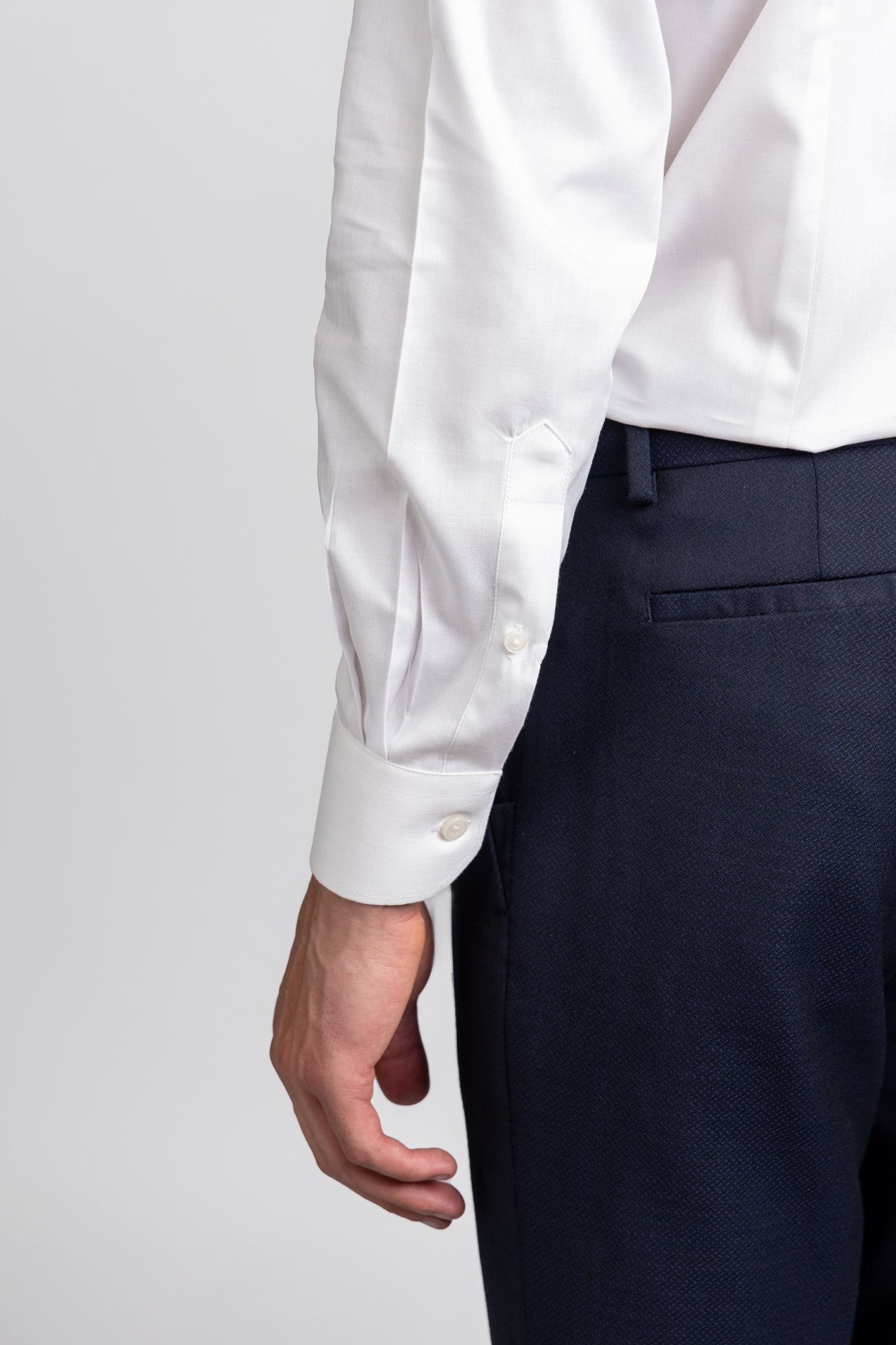 White Herringbone Shirt - Slim Fit