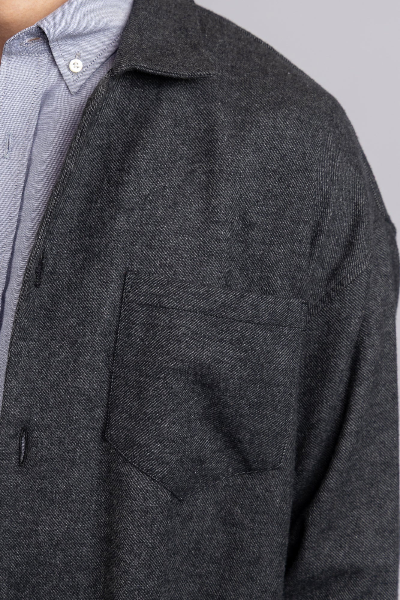 Black Brushed Twill Overshirt