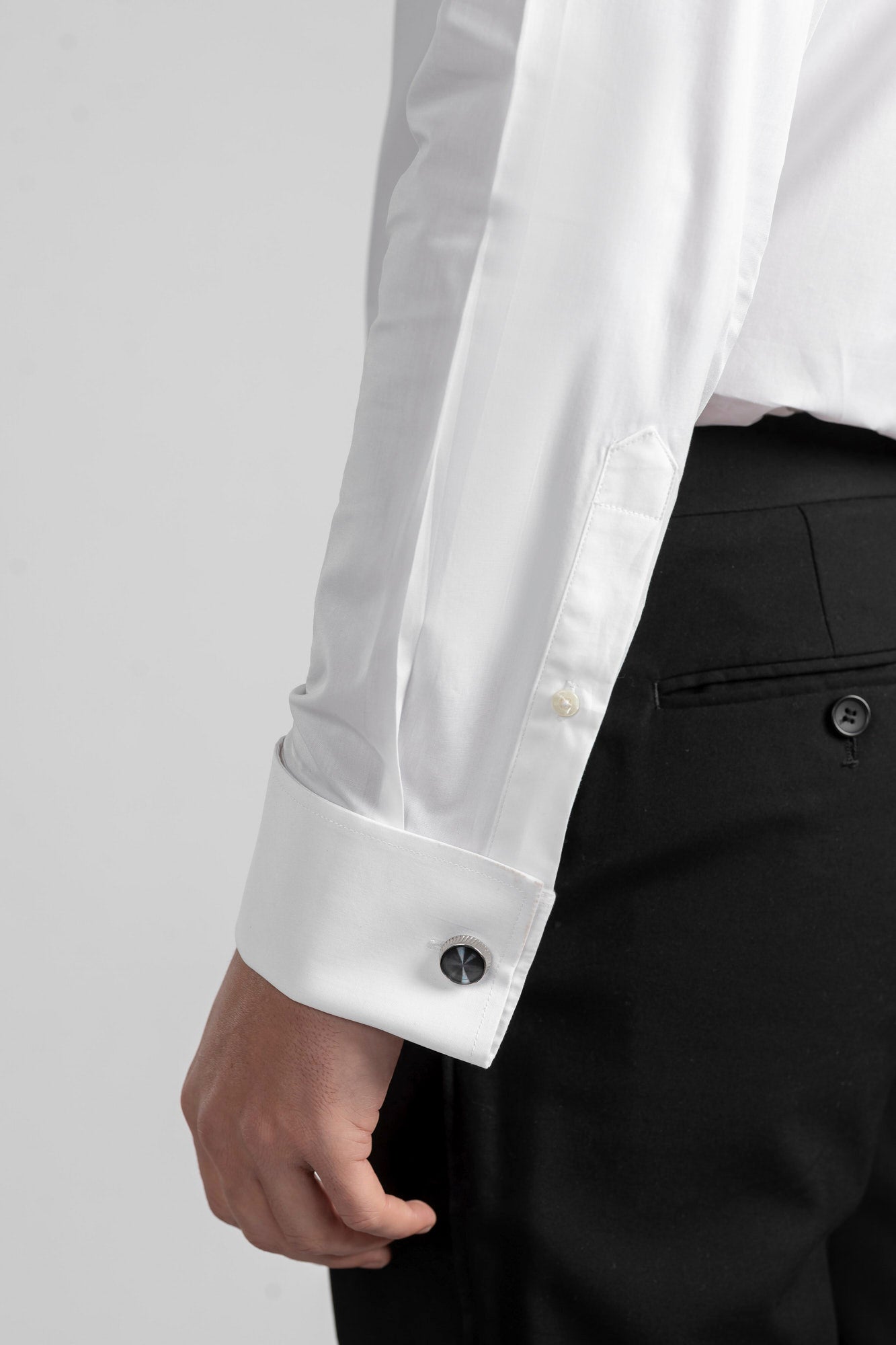 White Hidden Placket Tuxedo Shirt - Regular Fit