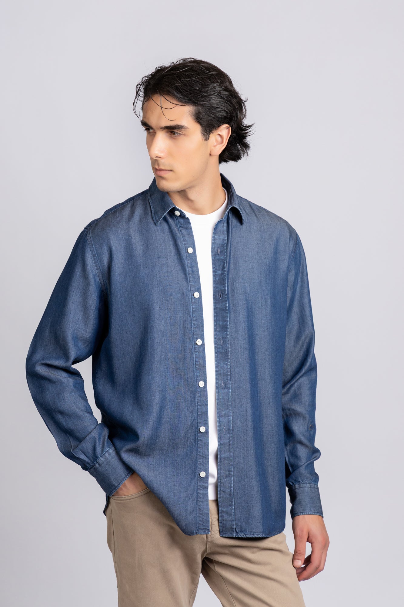 Medium Blue Denim Tencel Shirt