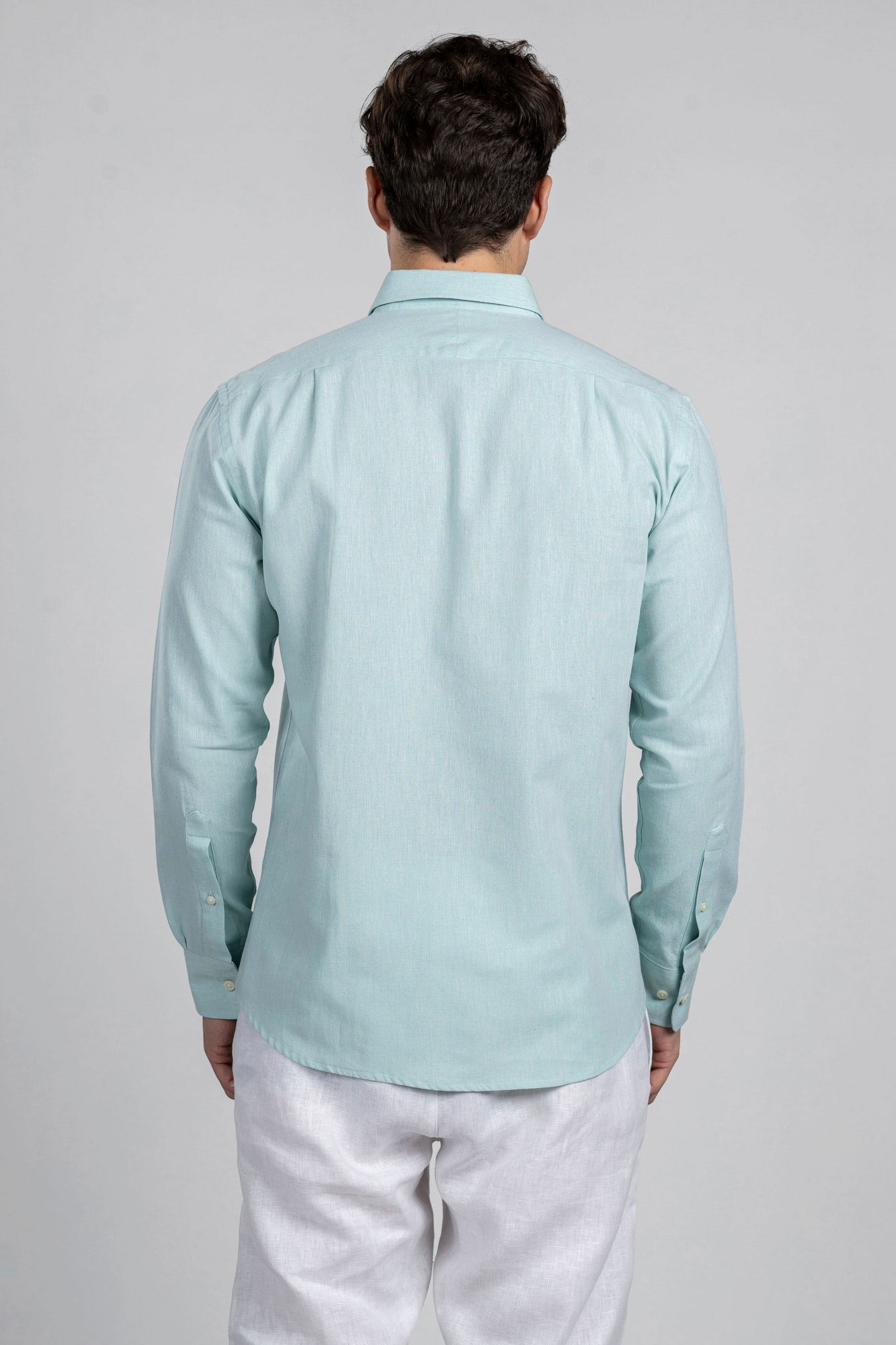 Aqua Cotton Linen Shirt