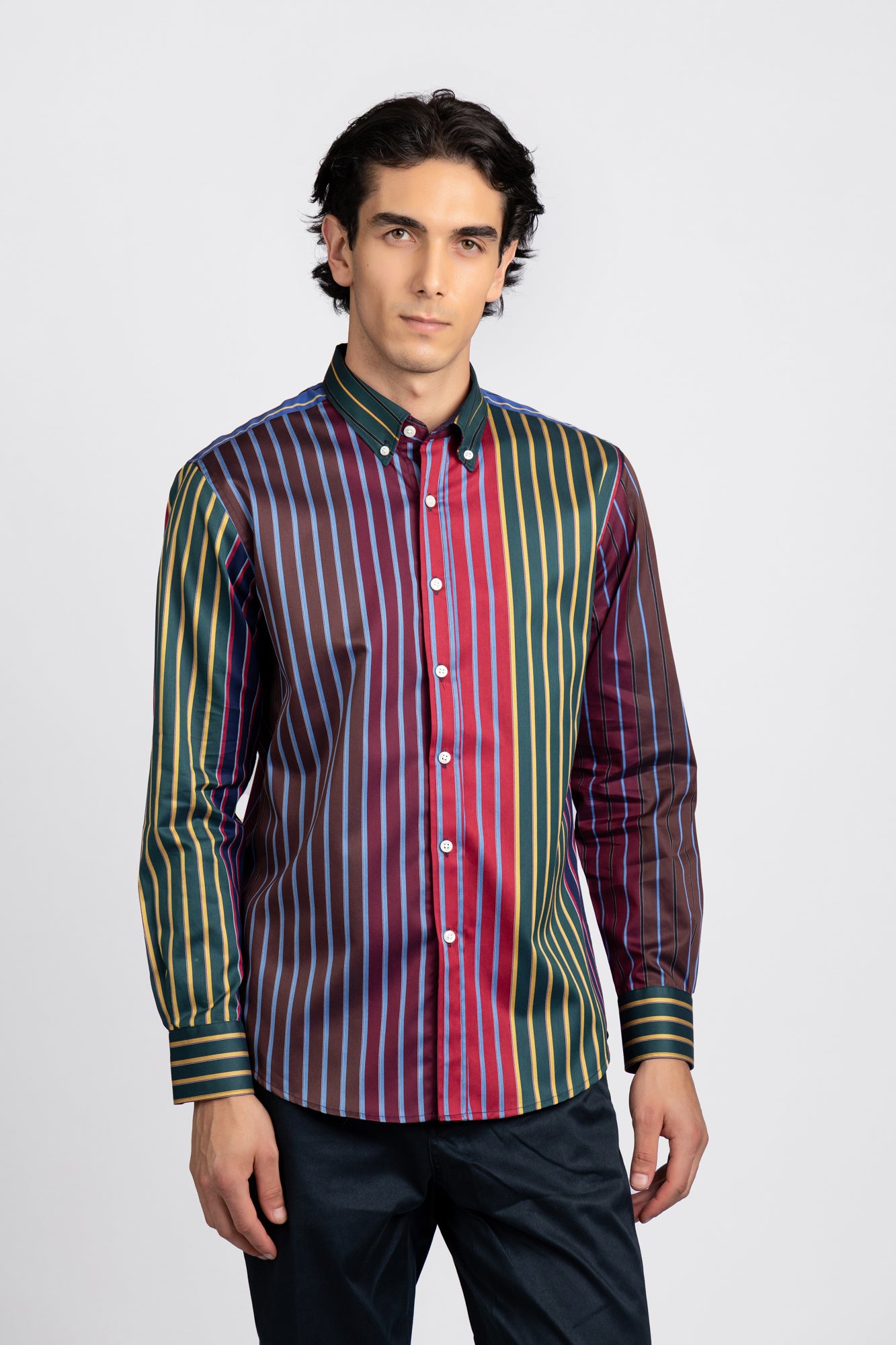 Multi-Color Striped Twill Shirt