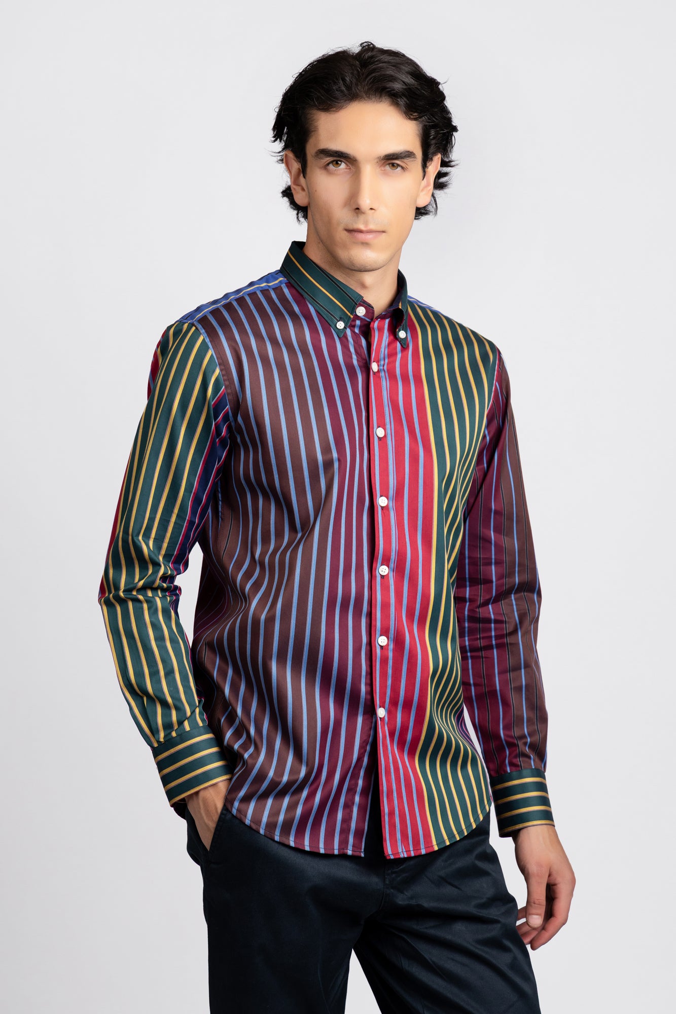 Multi-Color Striped Twill Shirt
