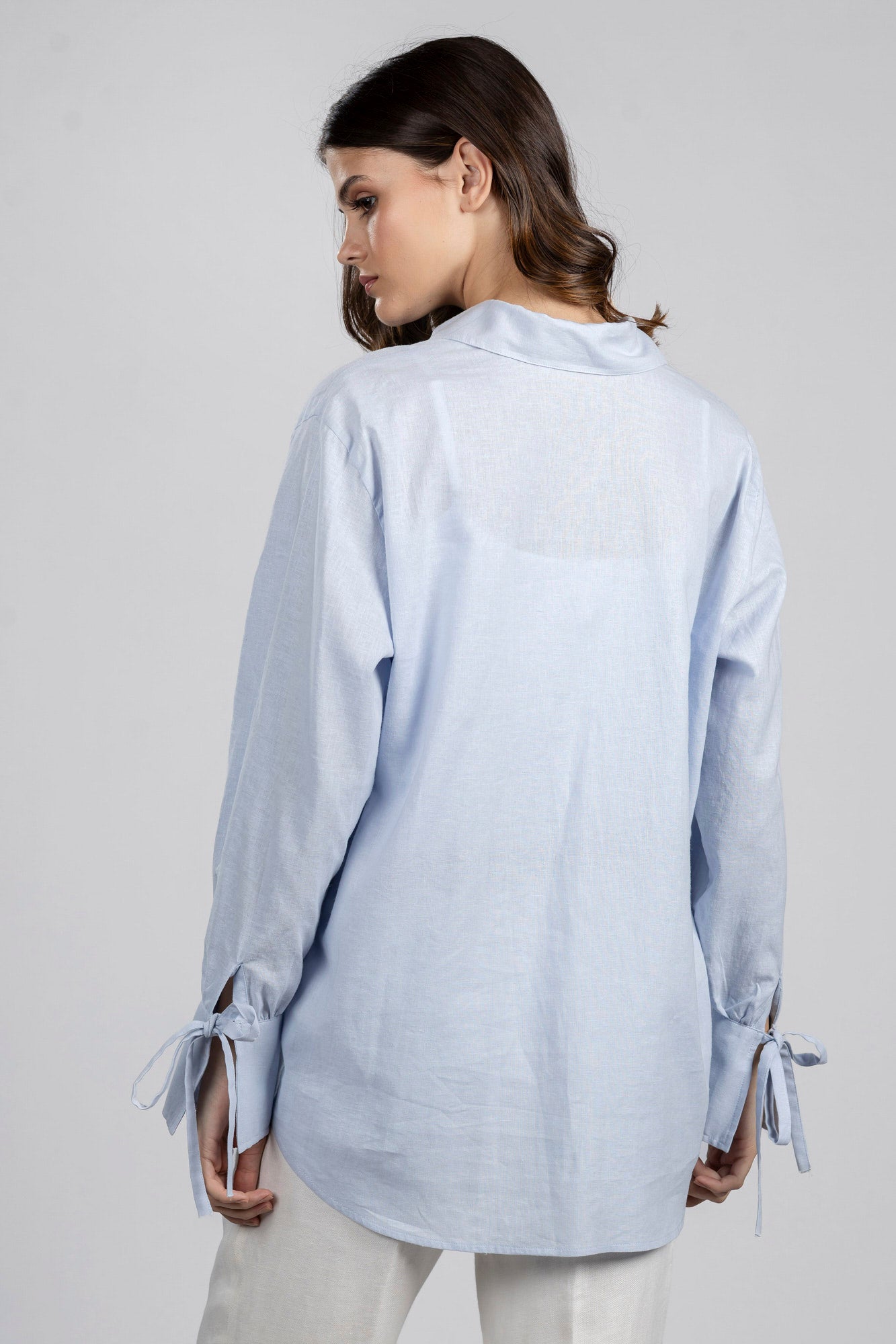 Light Blue Linen Cotton Oversized Shirt