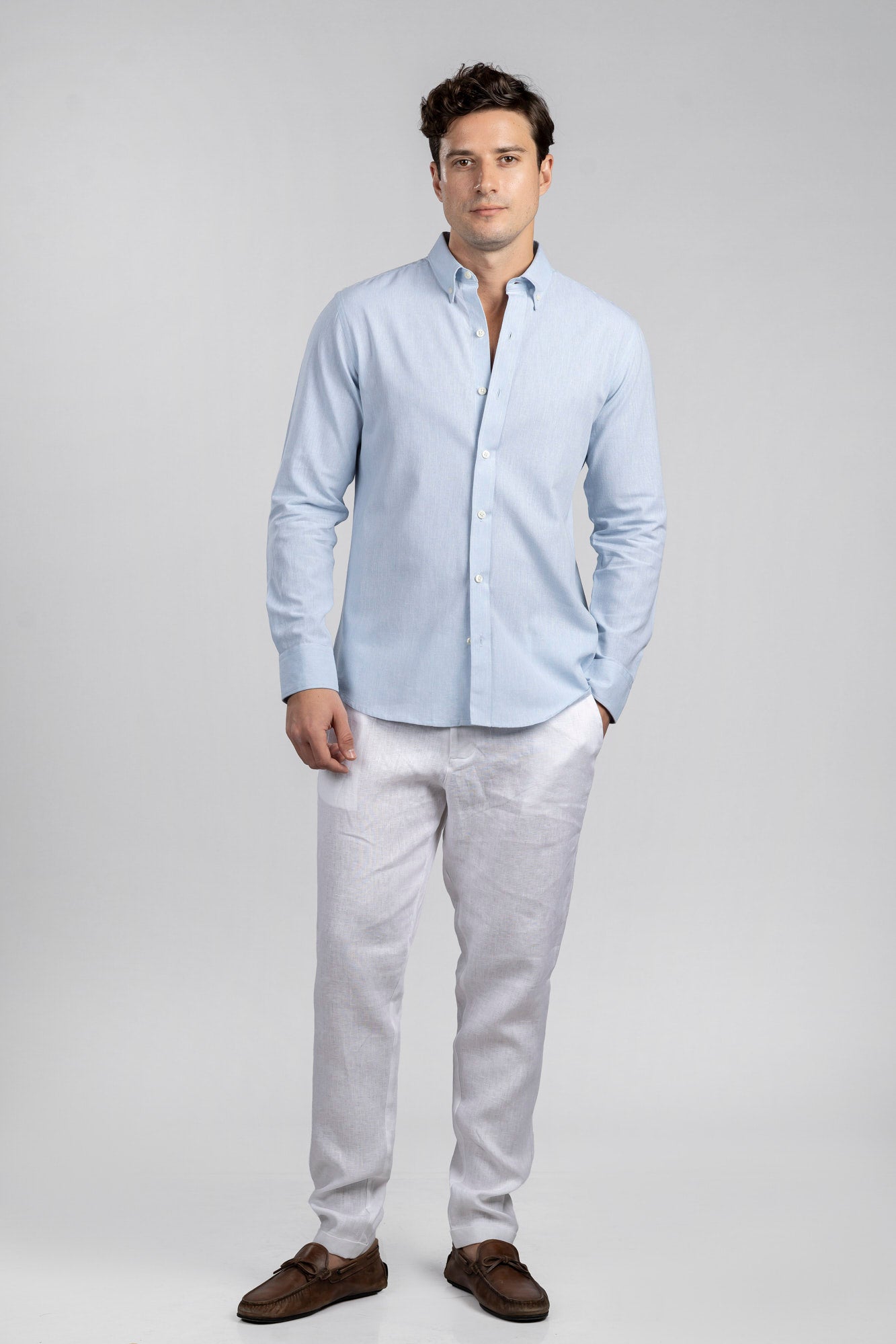Light Blue Cotton Linen Shirt