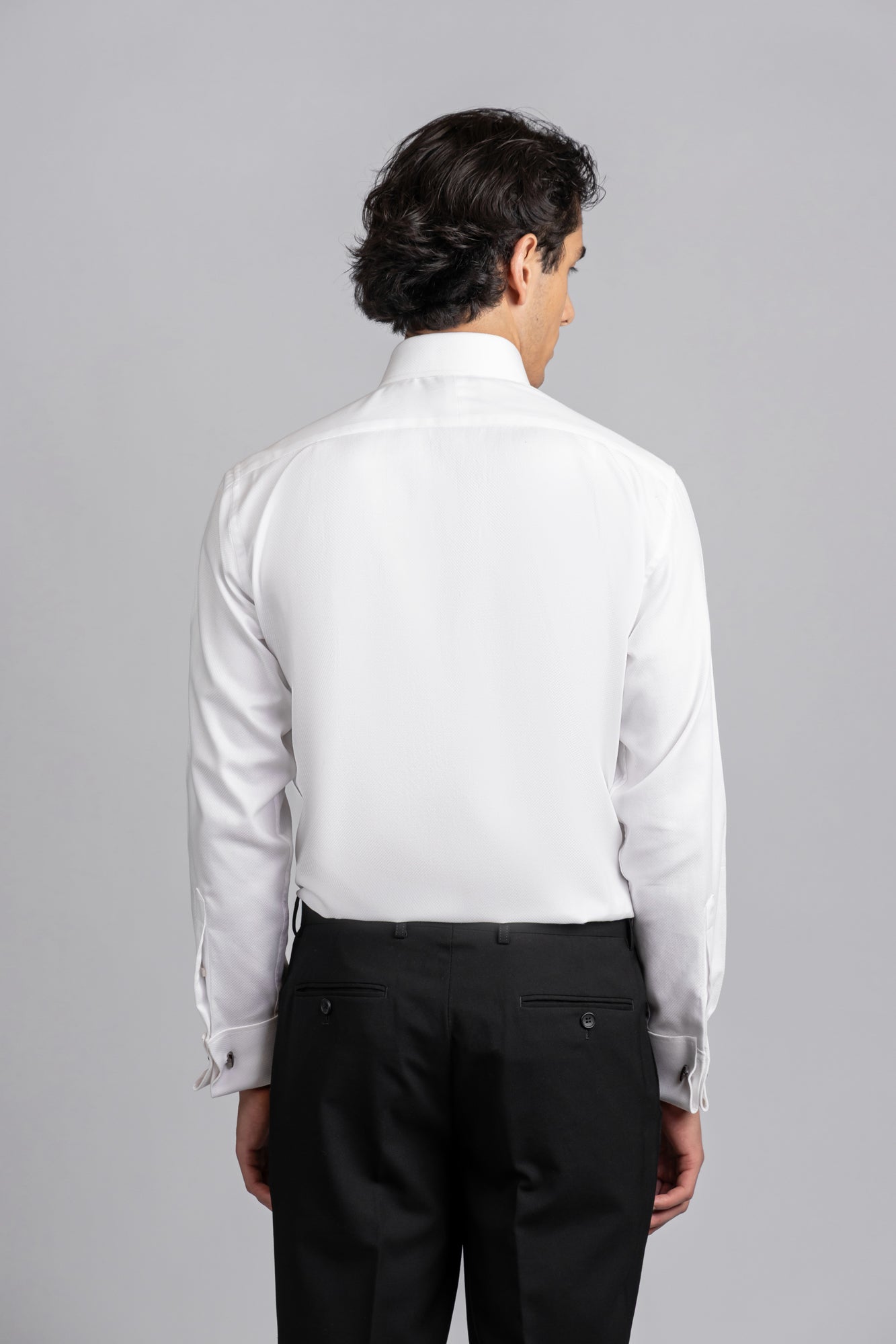 White Dobby Tuxedo Shirt - Regular Fit