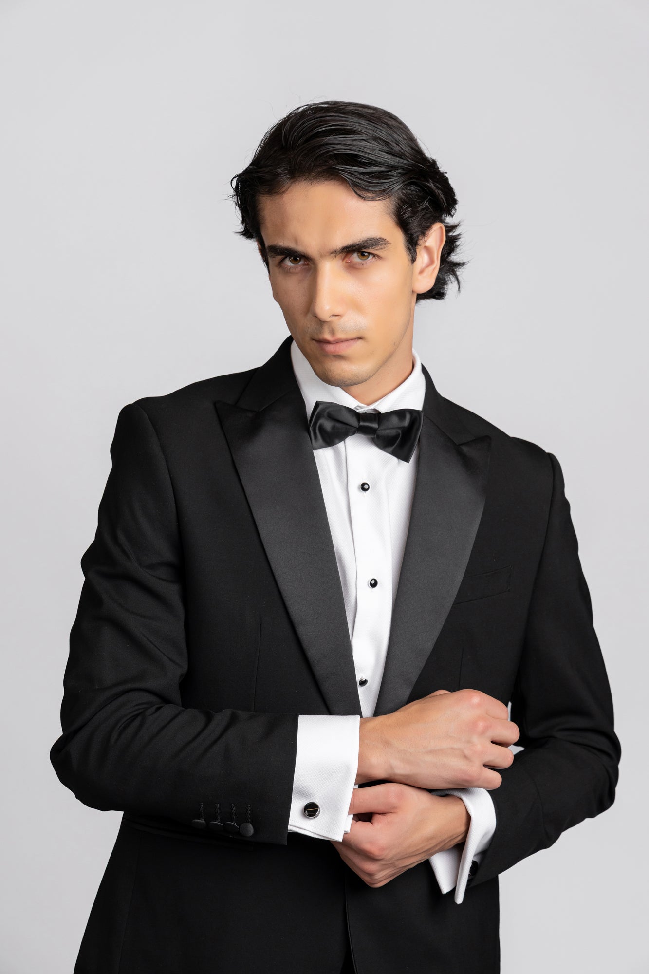 White Dobby Tuxedo Shirt - Regular Fit