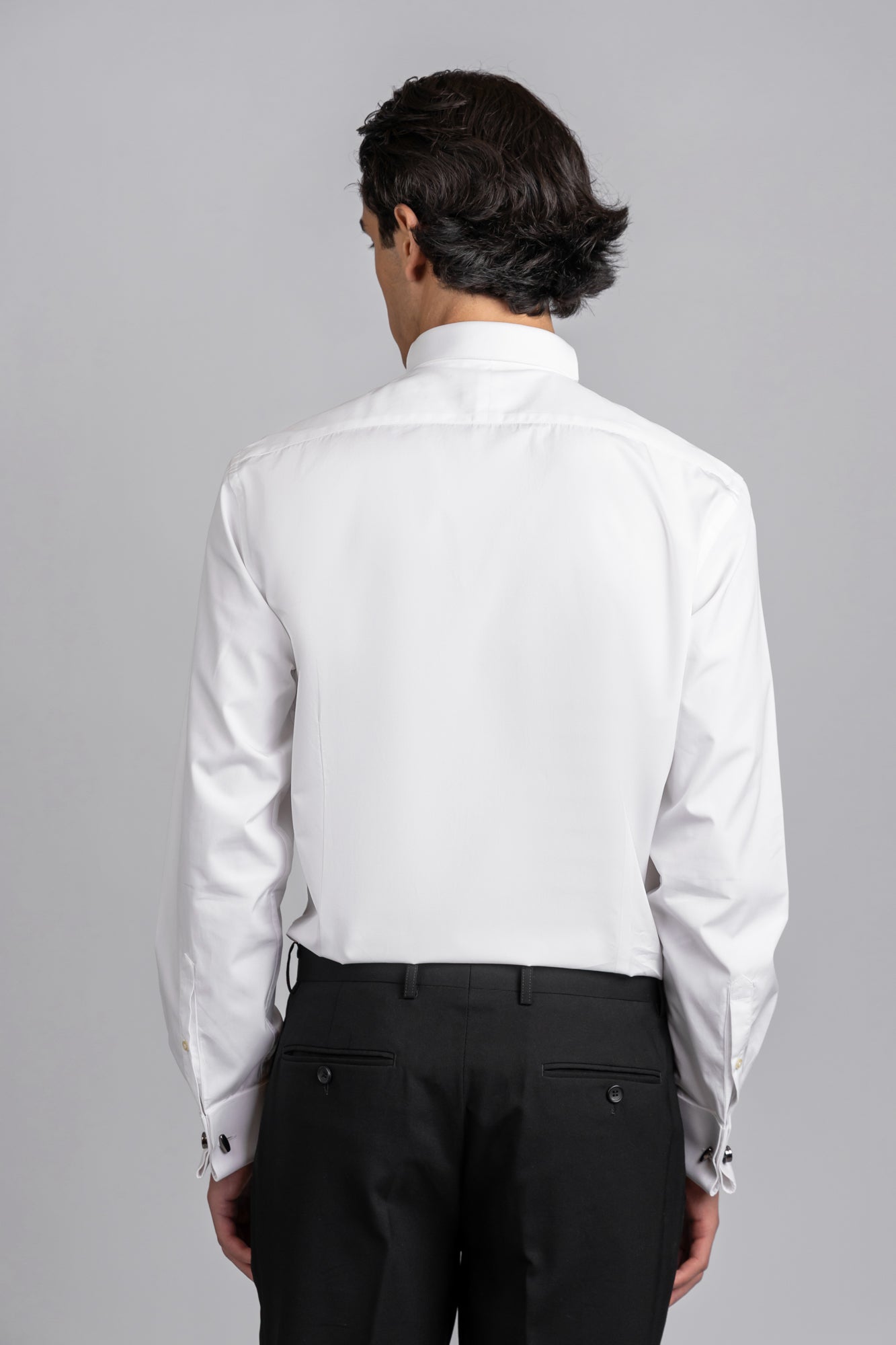 White Twill Tuxedo Shirt - Slim Fit