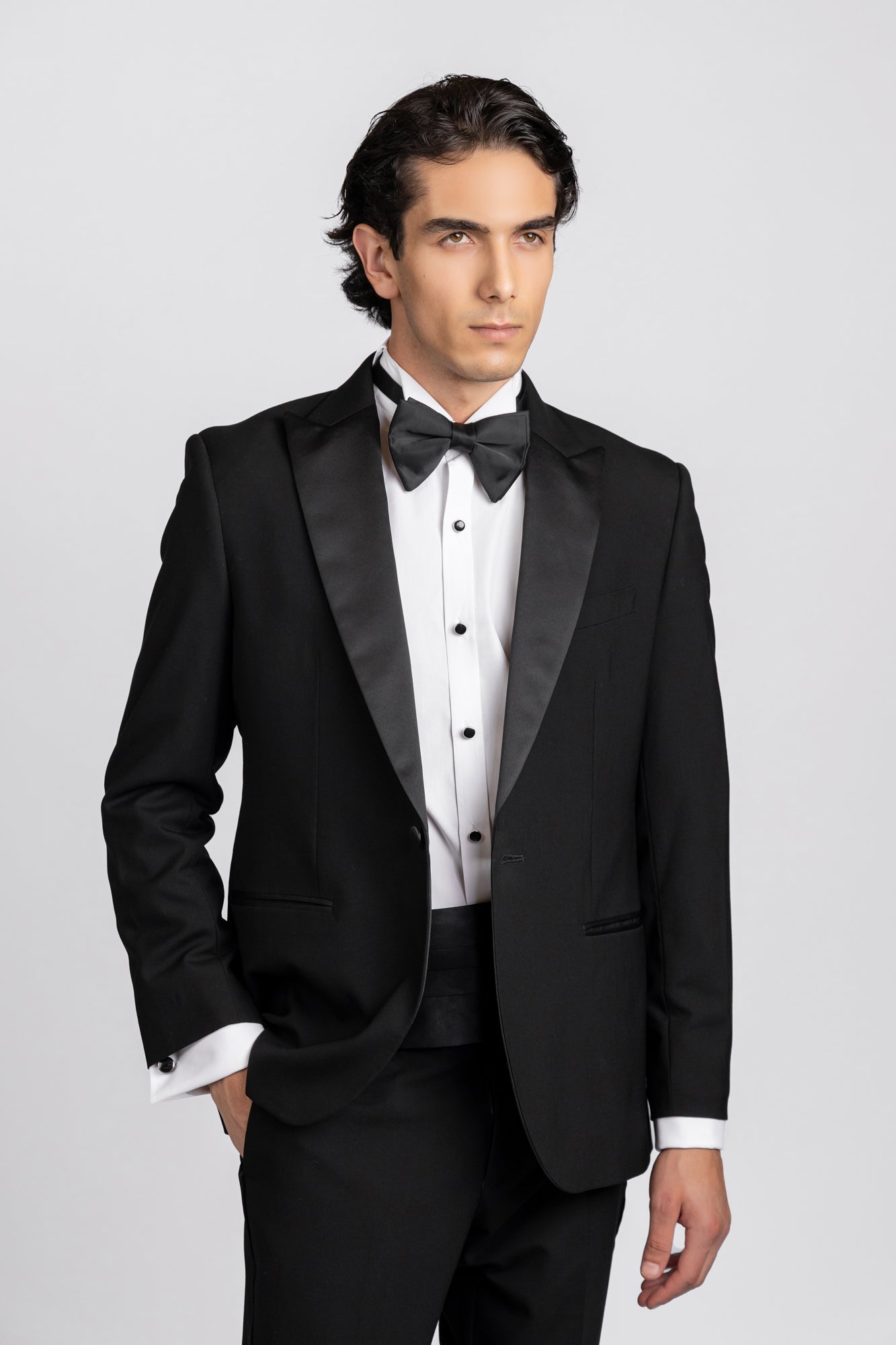 White Twill Tuxedo Shirt - Slim Fit