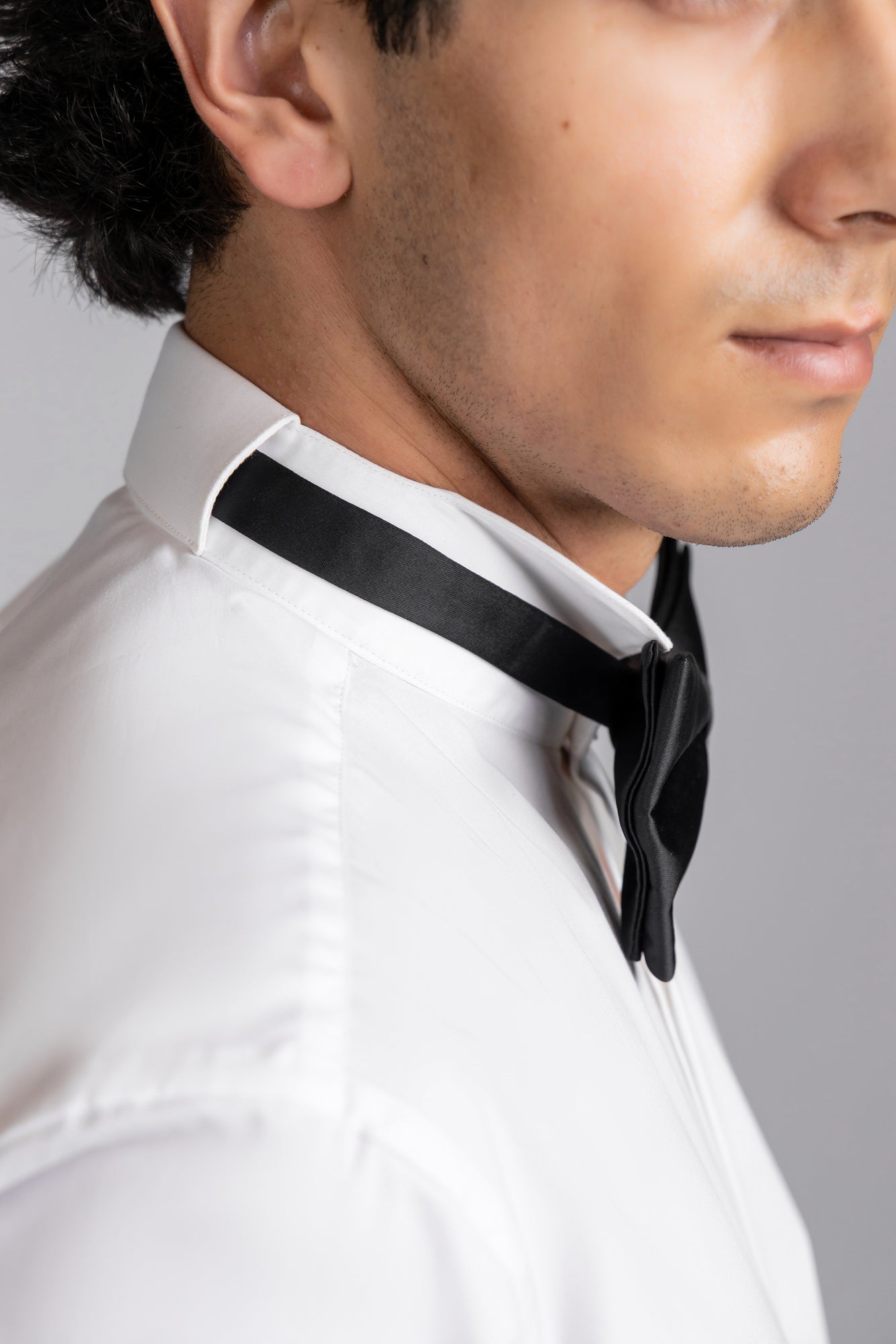 White Hidden Placket Tuxedo Stretch Shirt - Regular Fit
