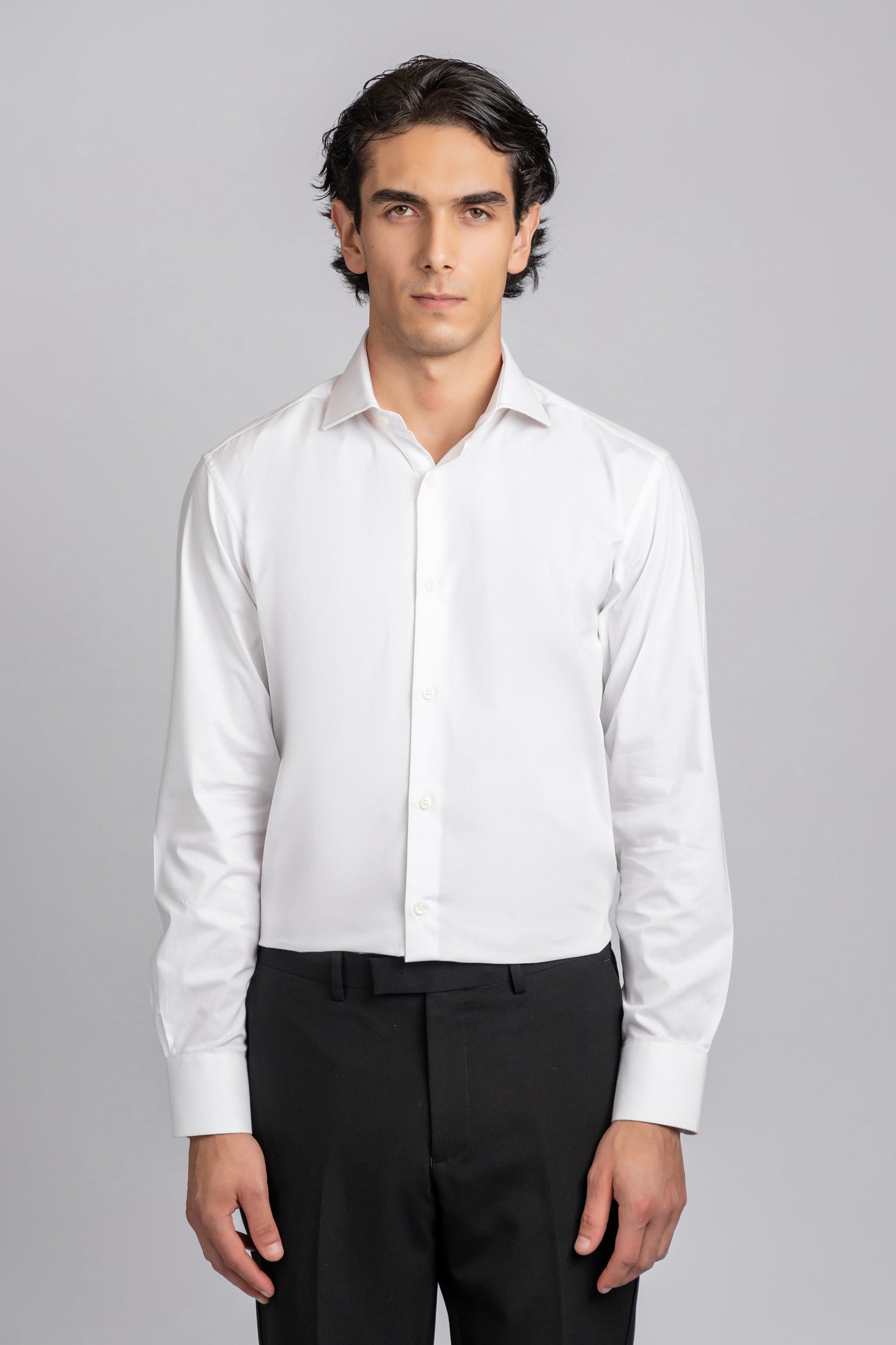 White Poplin Stretch Shirt - Regular Fit