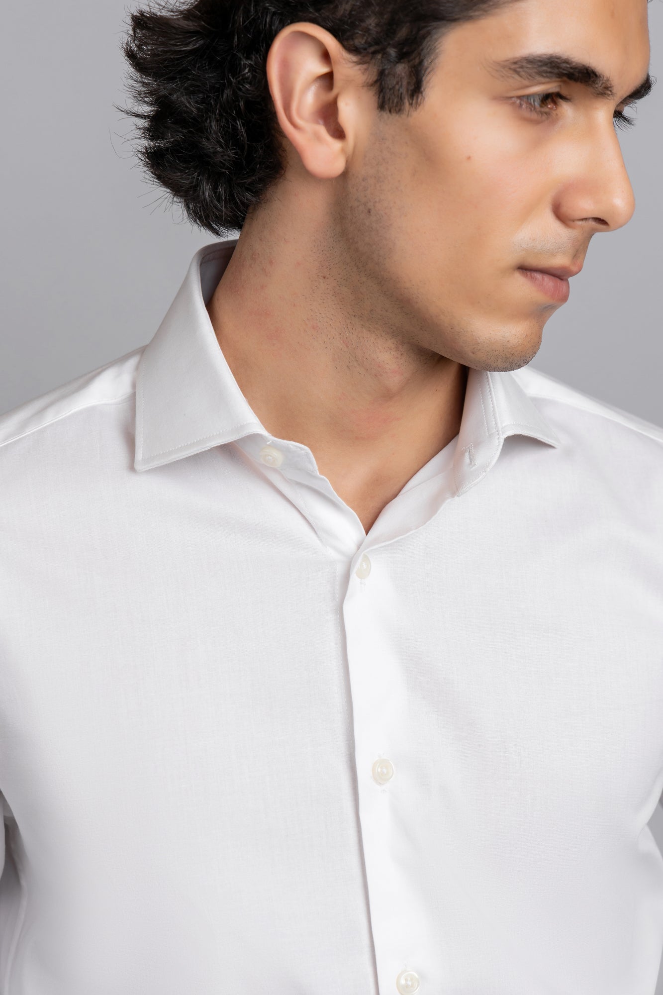 White Poplin Stretch Shirt - Slim Fit