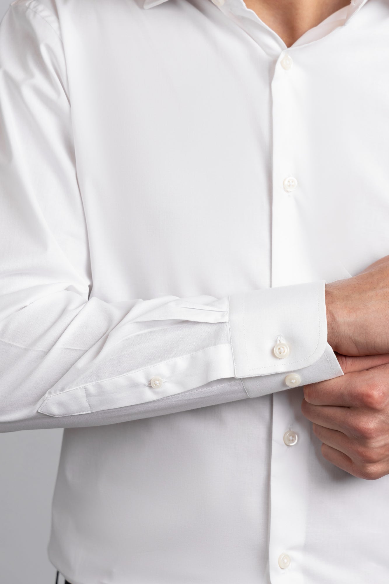 White Poplin Stretch Shirt - Slim Fit