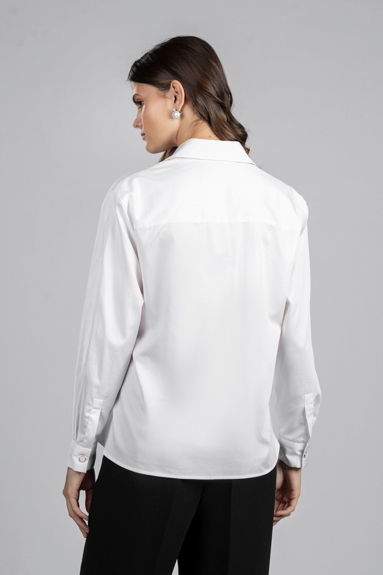 White Fitted Shirt with Waist Detail