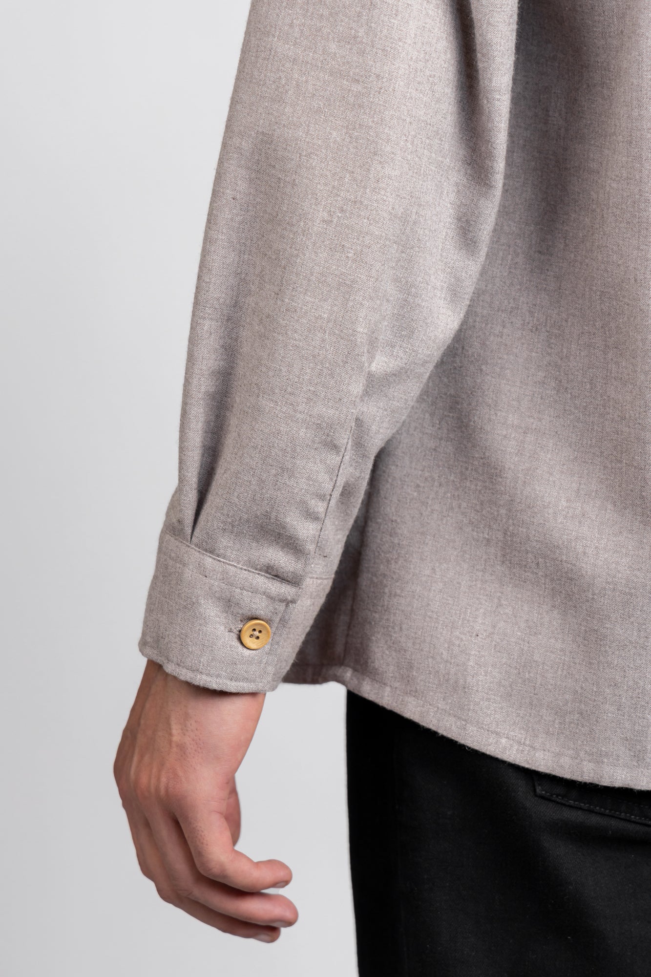 Brushed Shirt with Flap Pockets Beige