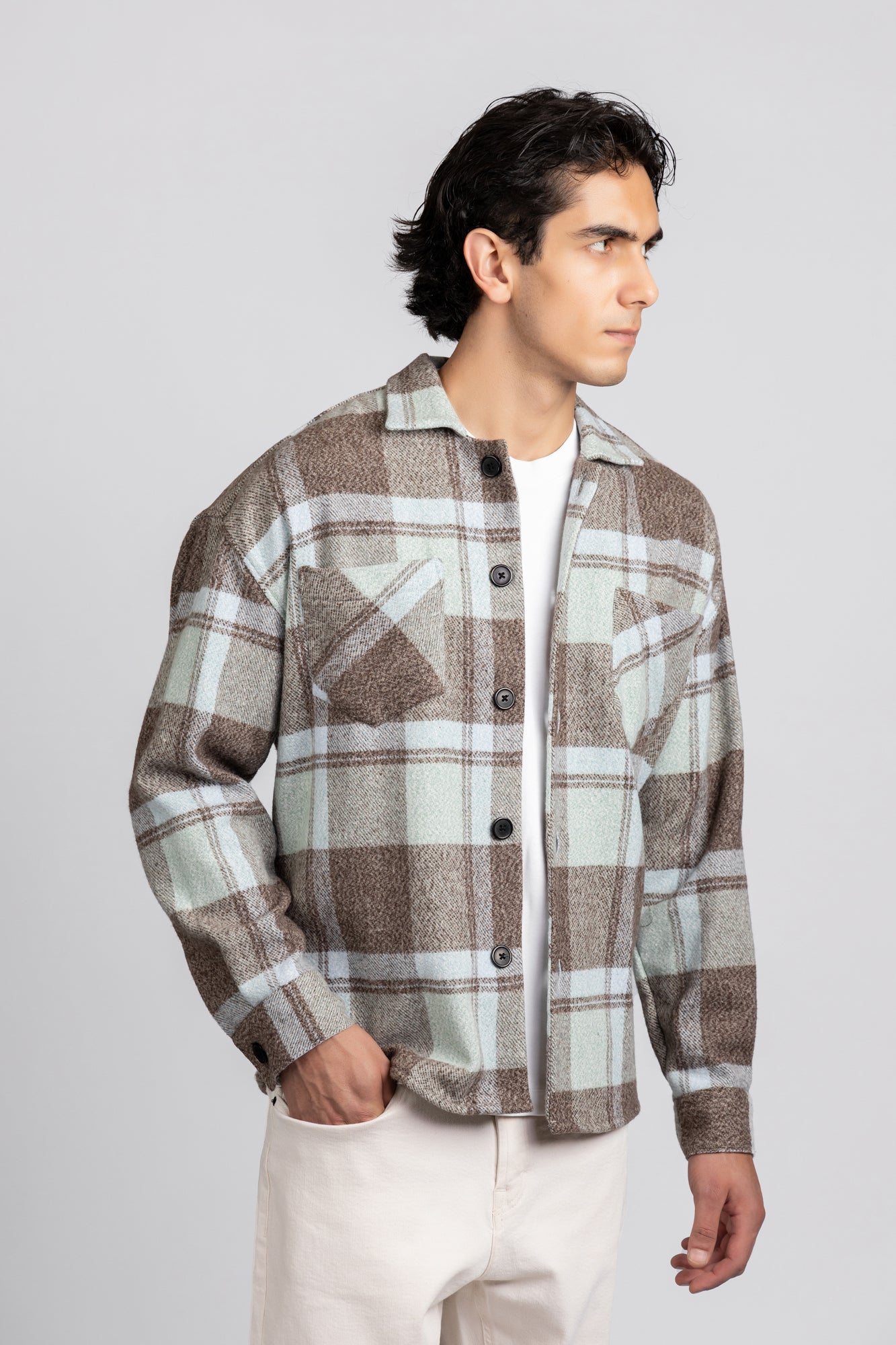 Brushed Checkered Overshirt