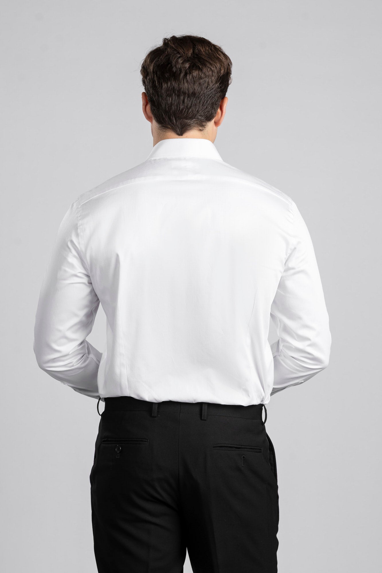 White Satin Twill Shirt - Slim Fit