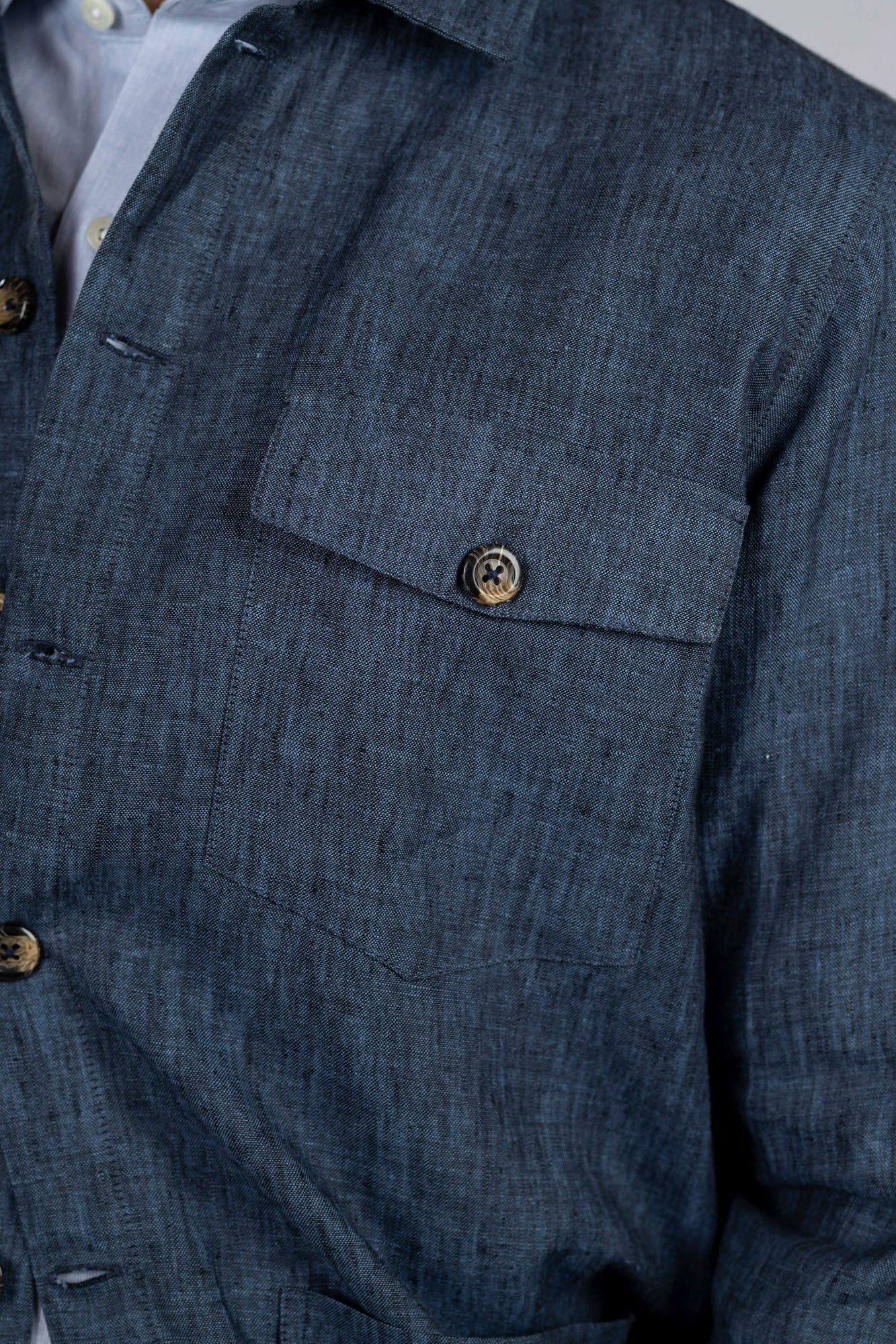 Navy Pure Linen Overshirt