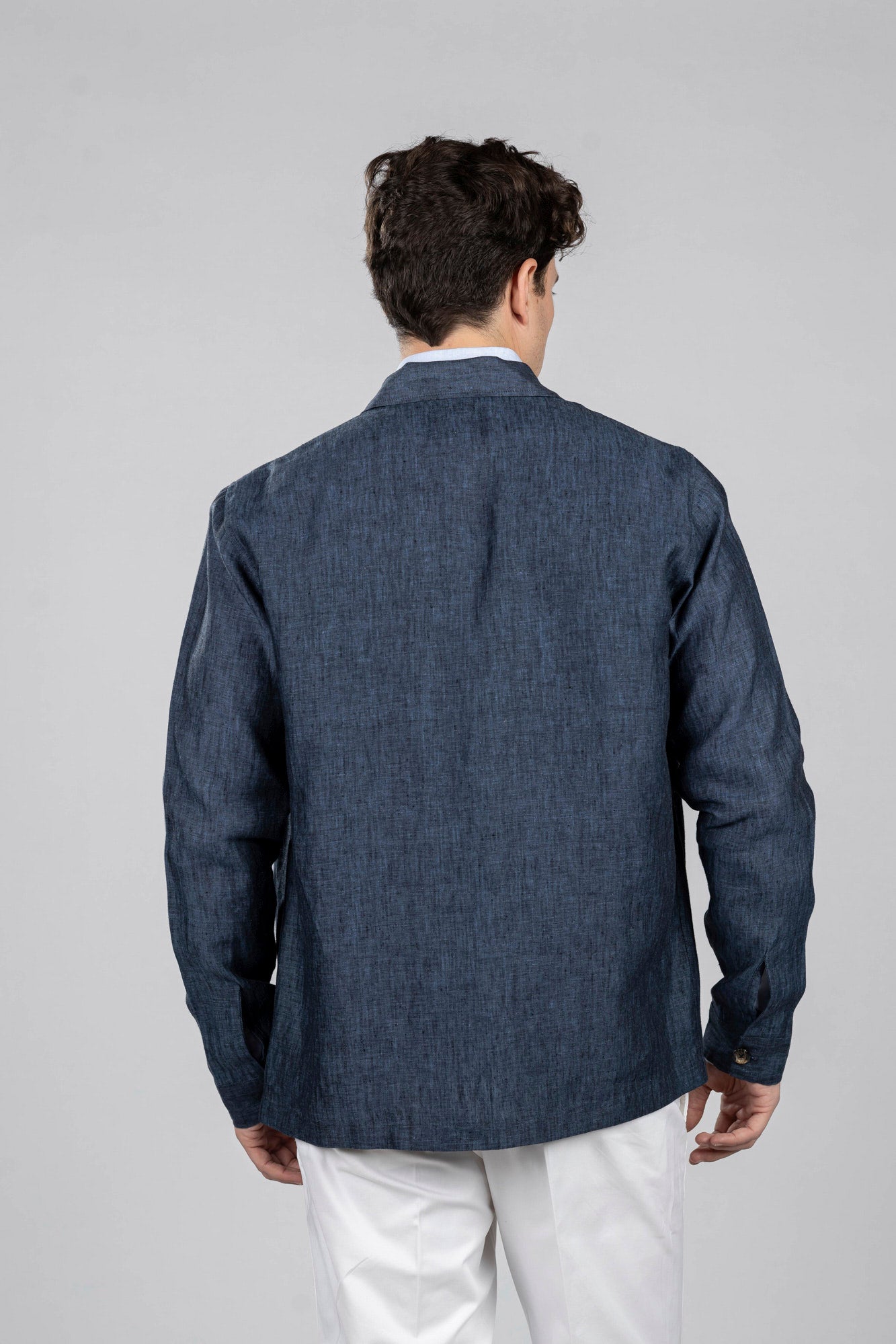 Navy Pure Linen Overshirt
