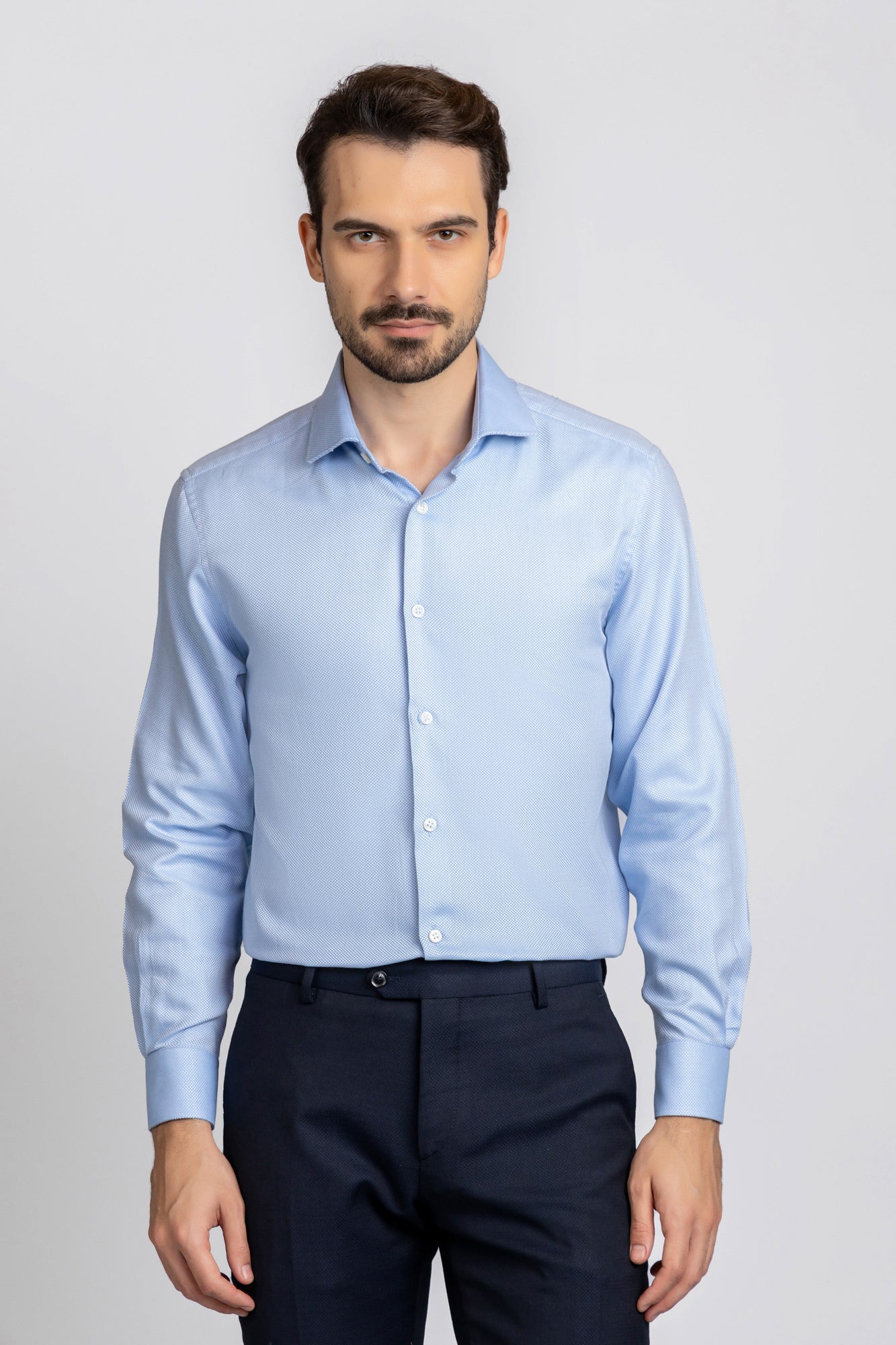 Blue Dobby Shirt - Slim Fit