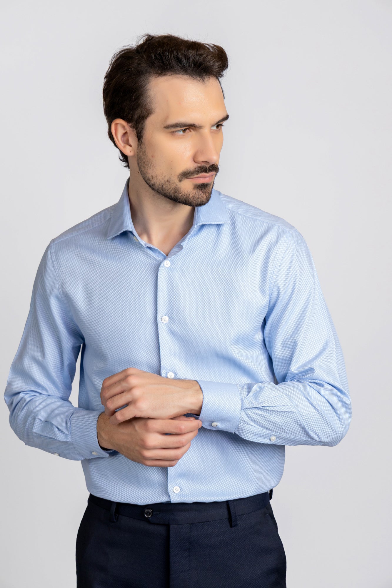 Blue Dobby Shirt - Slim Fit