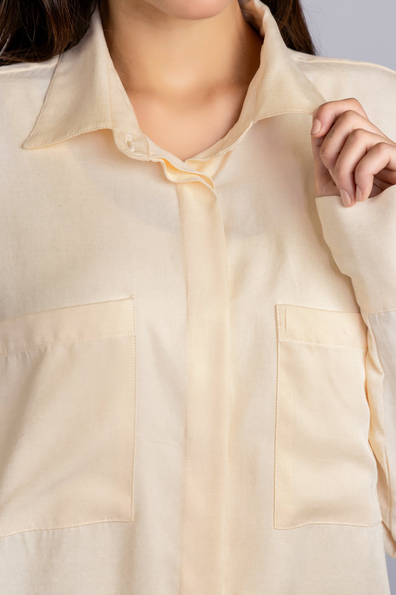 Tencel Shirt with Flap Pockets