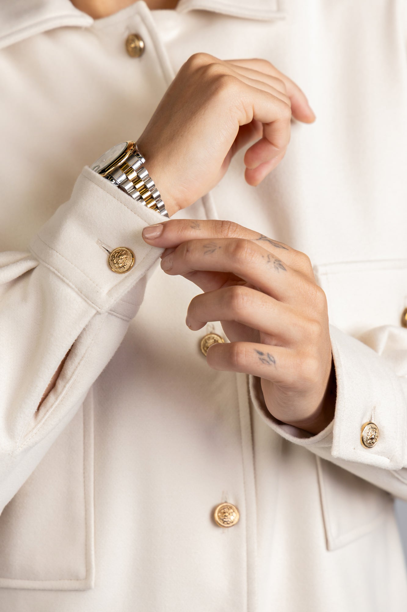 Brushed Overshirt with Flap Pockets Cream