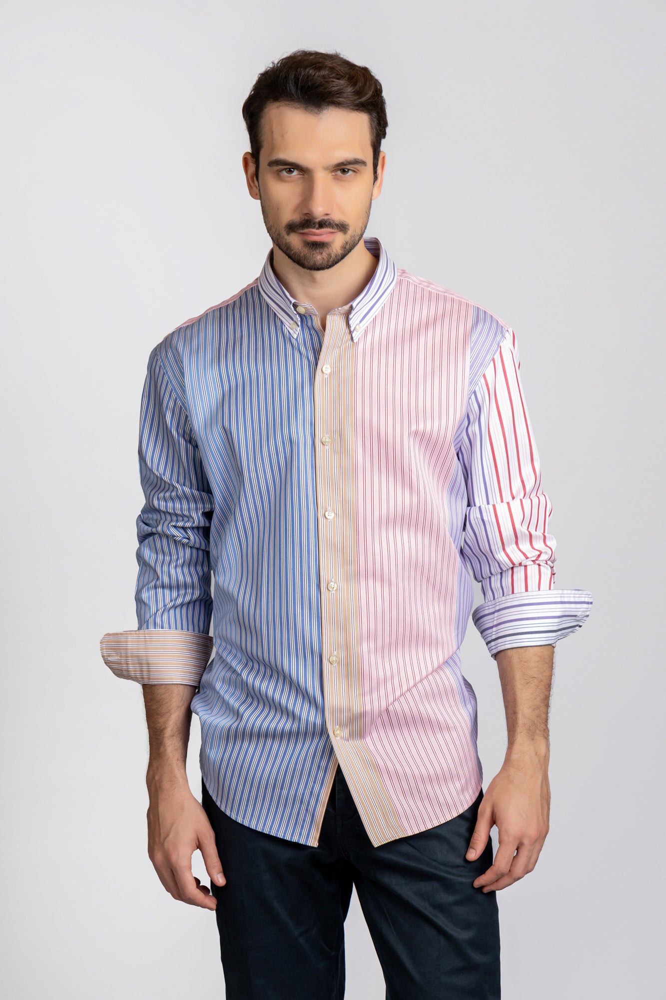 Multi-Color Striped Poplin Shirt