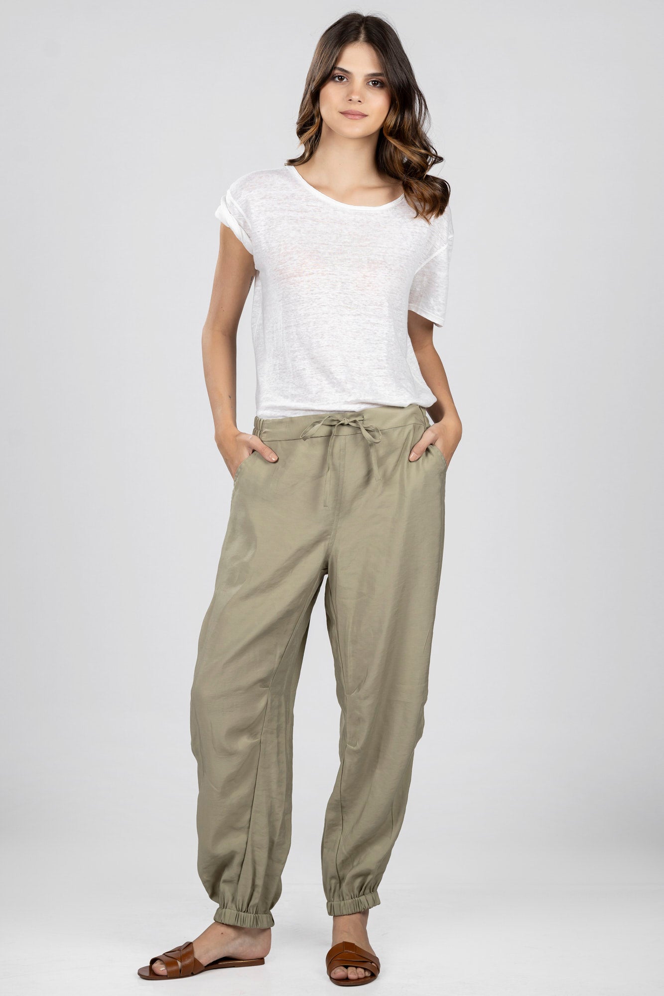 Light Khaki Modal Parachute Pants