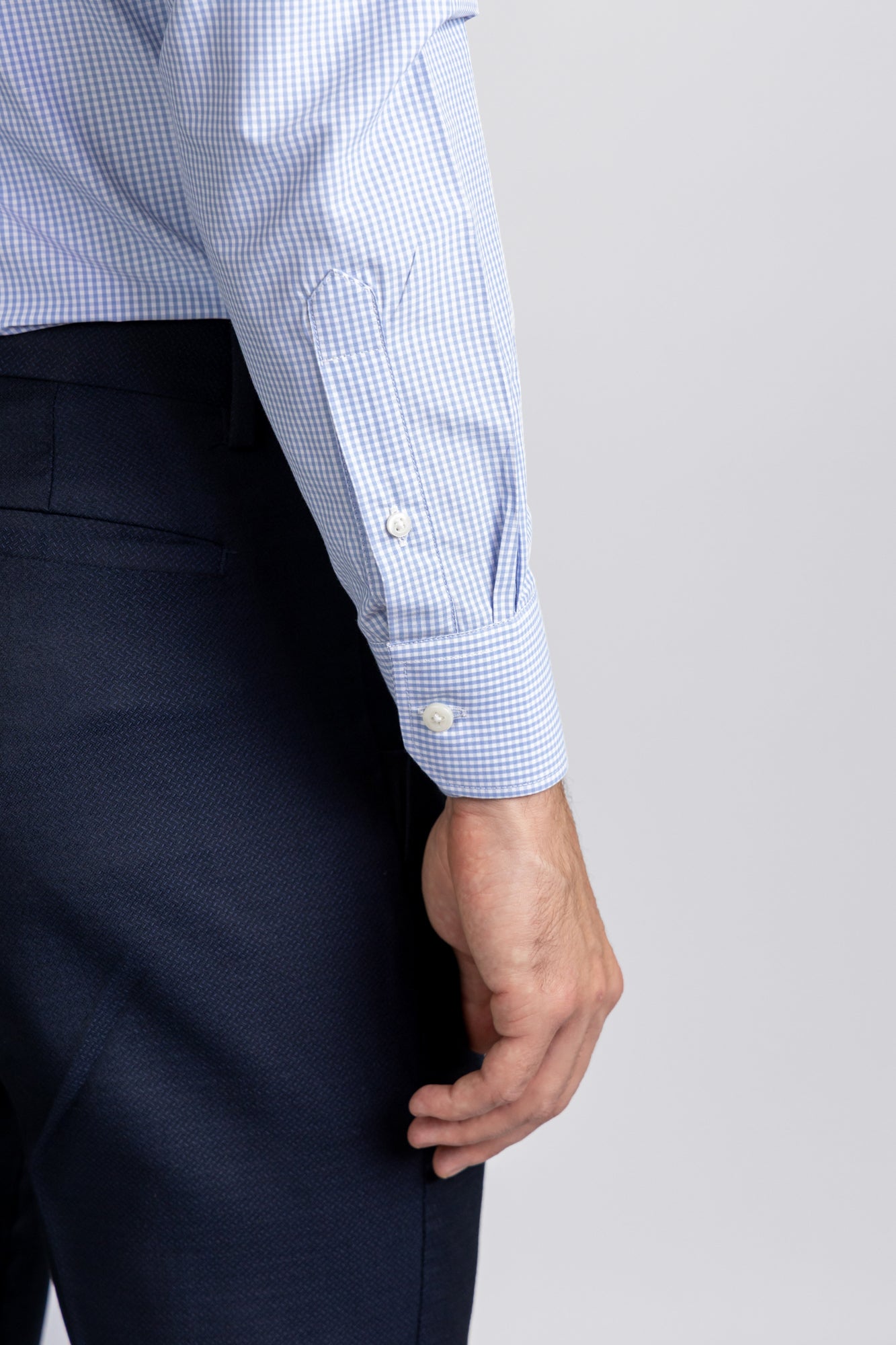 Sky Blue Checkered Poplin Shirt - Regular Fit