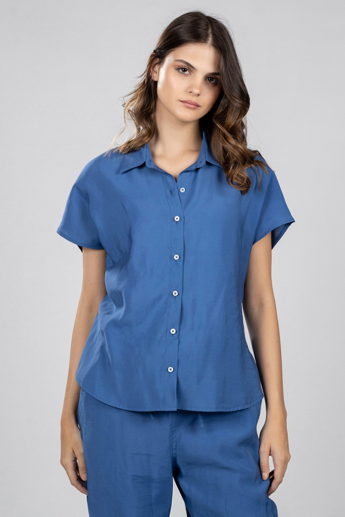 Blue Modal Sleeveless Shirt