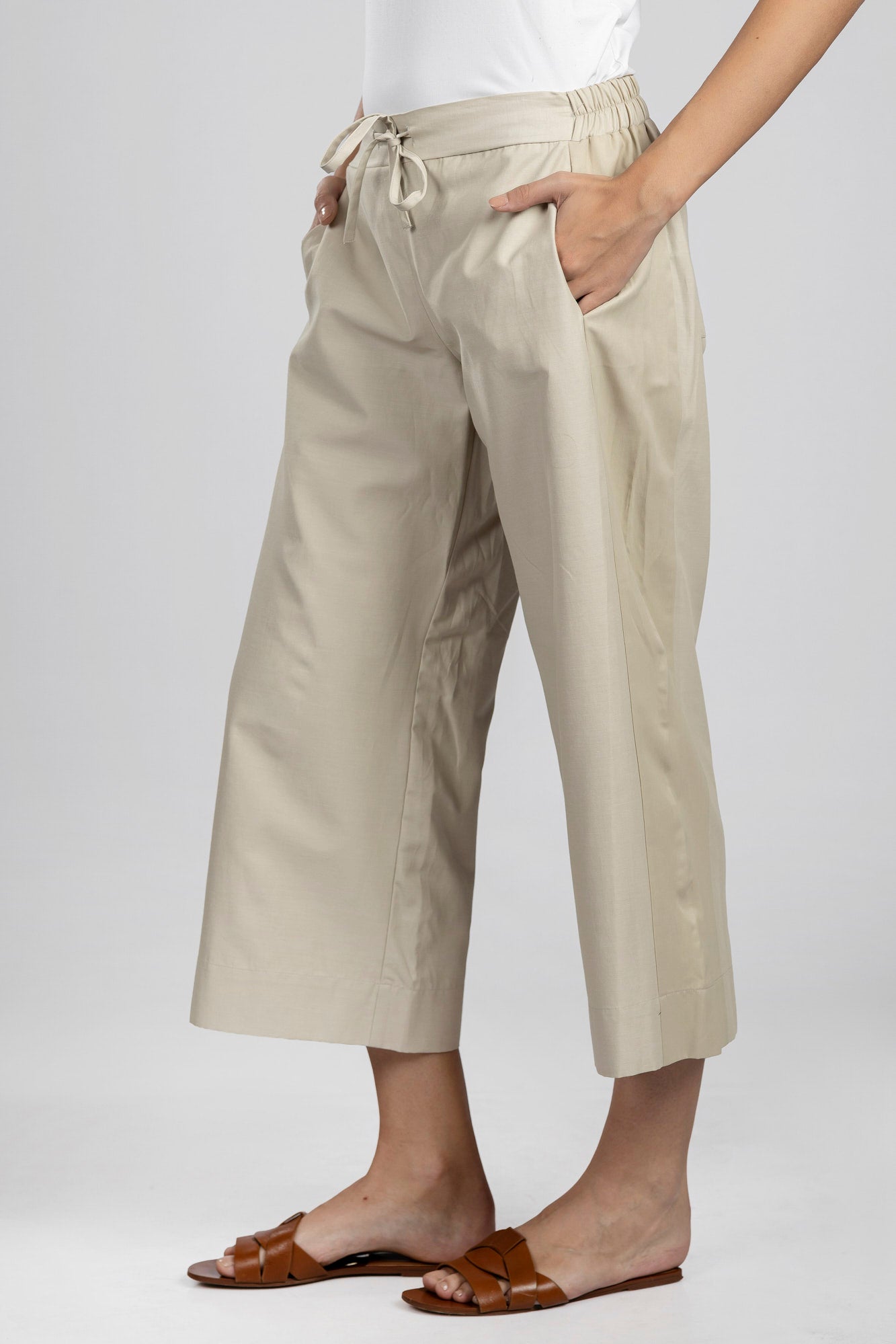 Taupe Relaxed Drawstring Pants