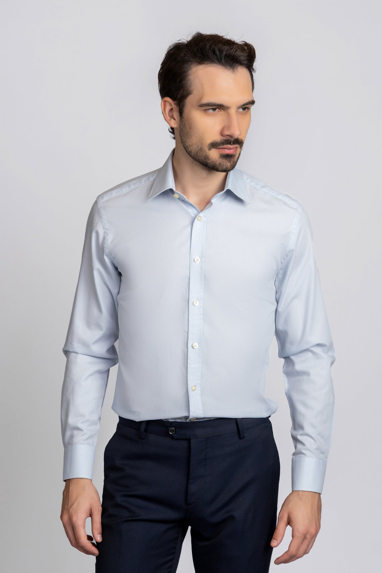 Light Blue Dobby Shirt - Regular Fit