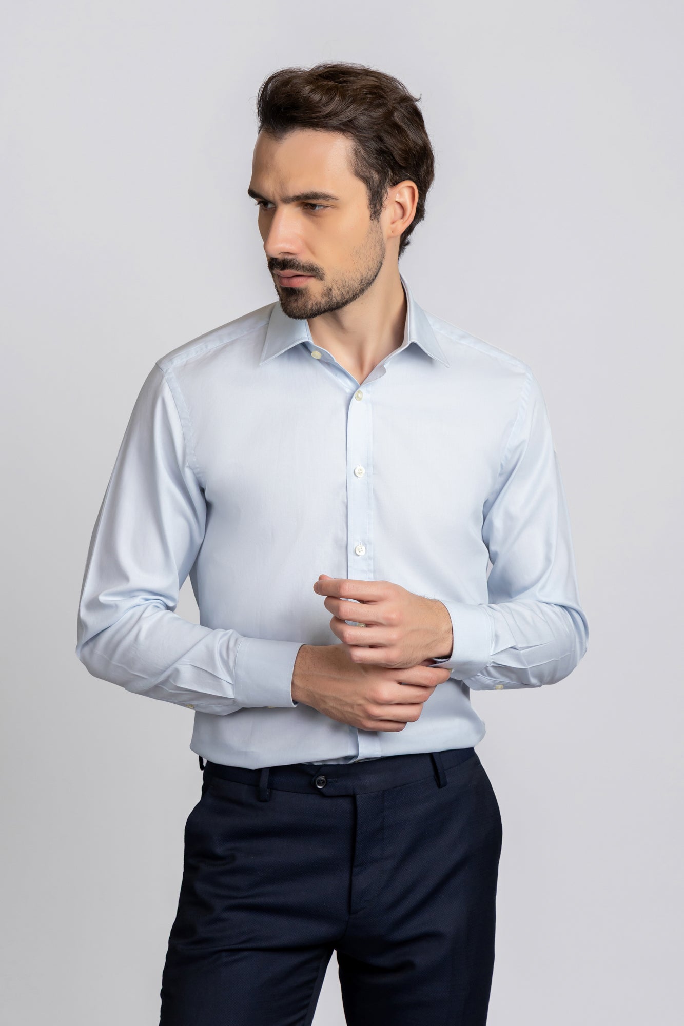 Light Blue Dobby Shirt - Regular Fit