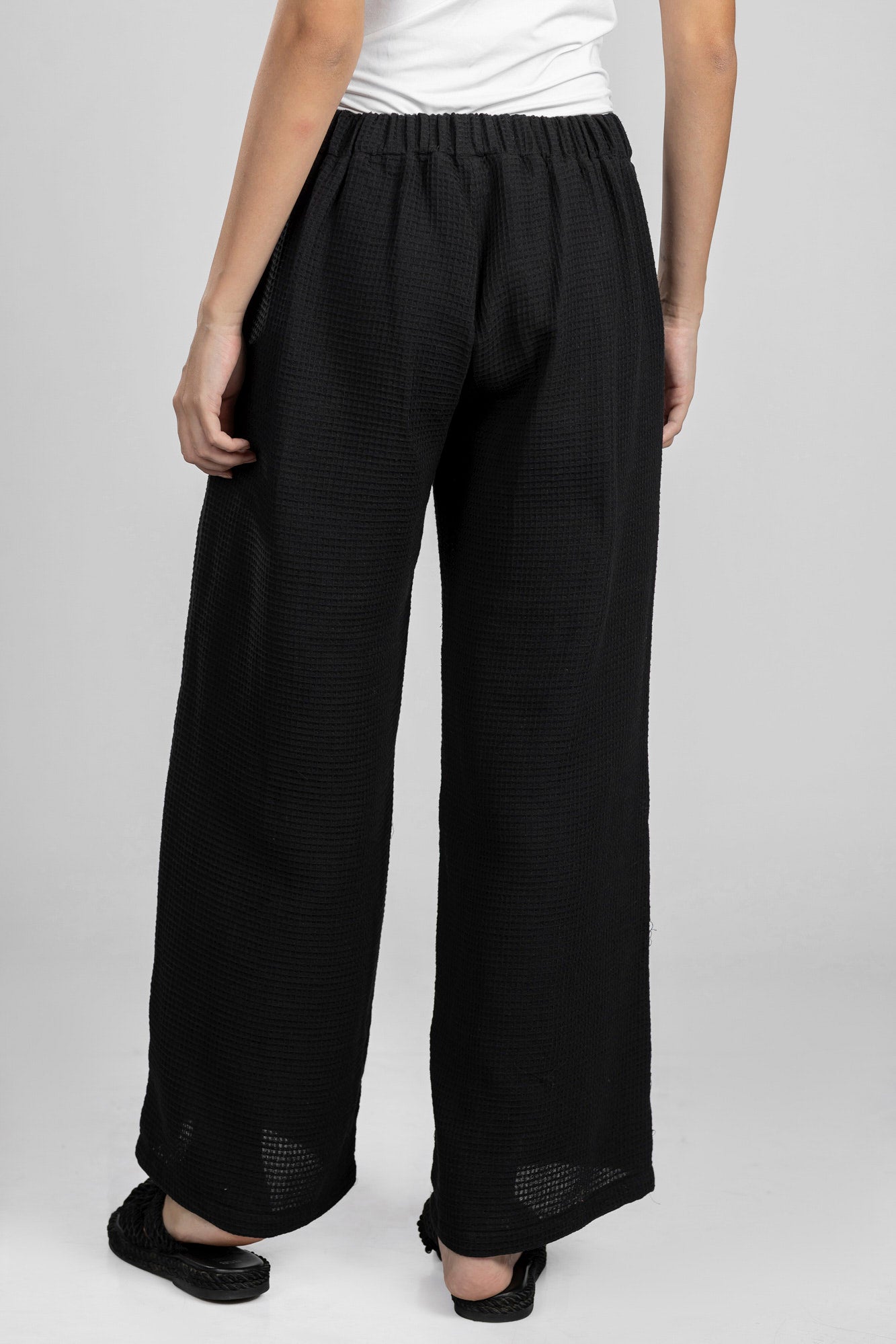 Black Waffle Relaxed Pants