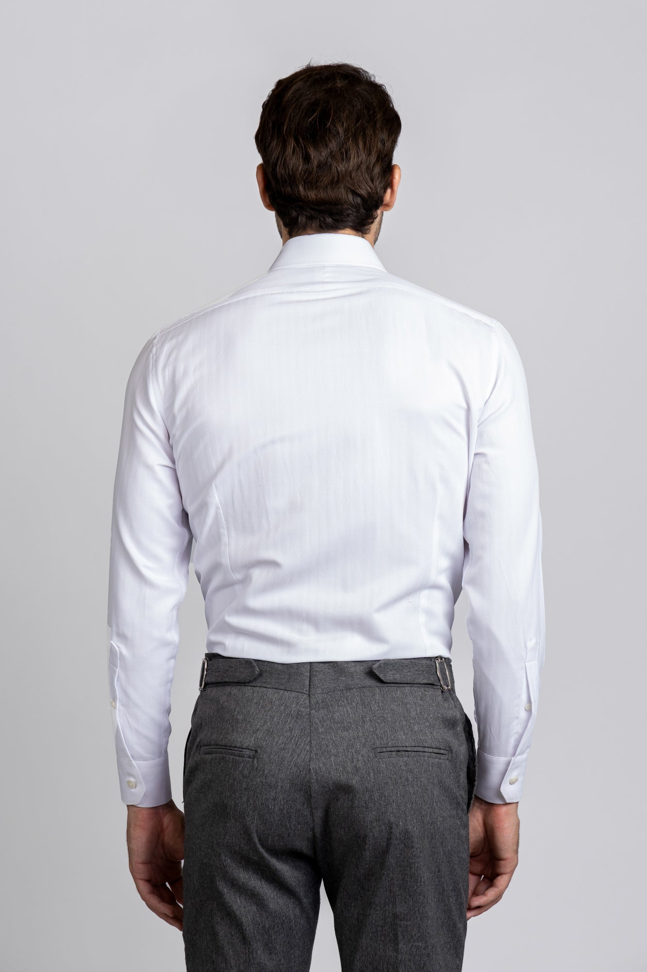 White Herringbone Shirt - Slim Fit
